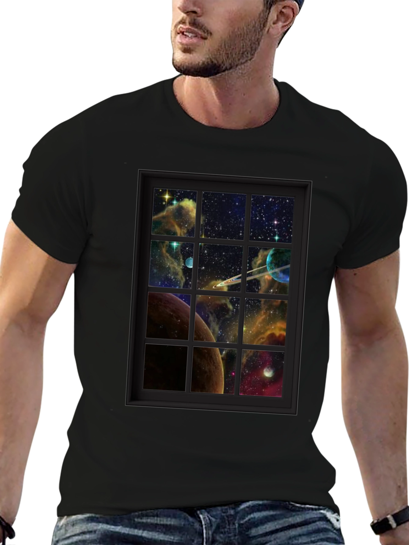 Galaxy Window T-Shirt - Space View Graphic Tee