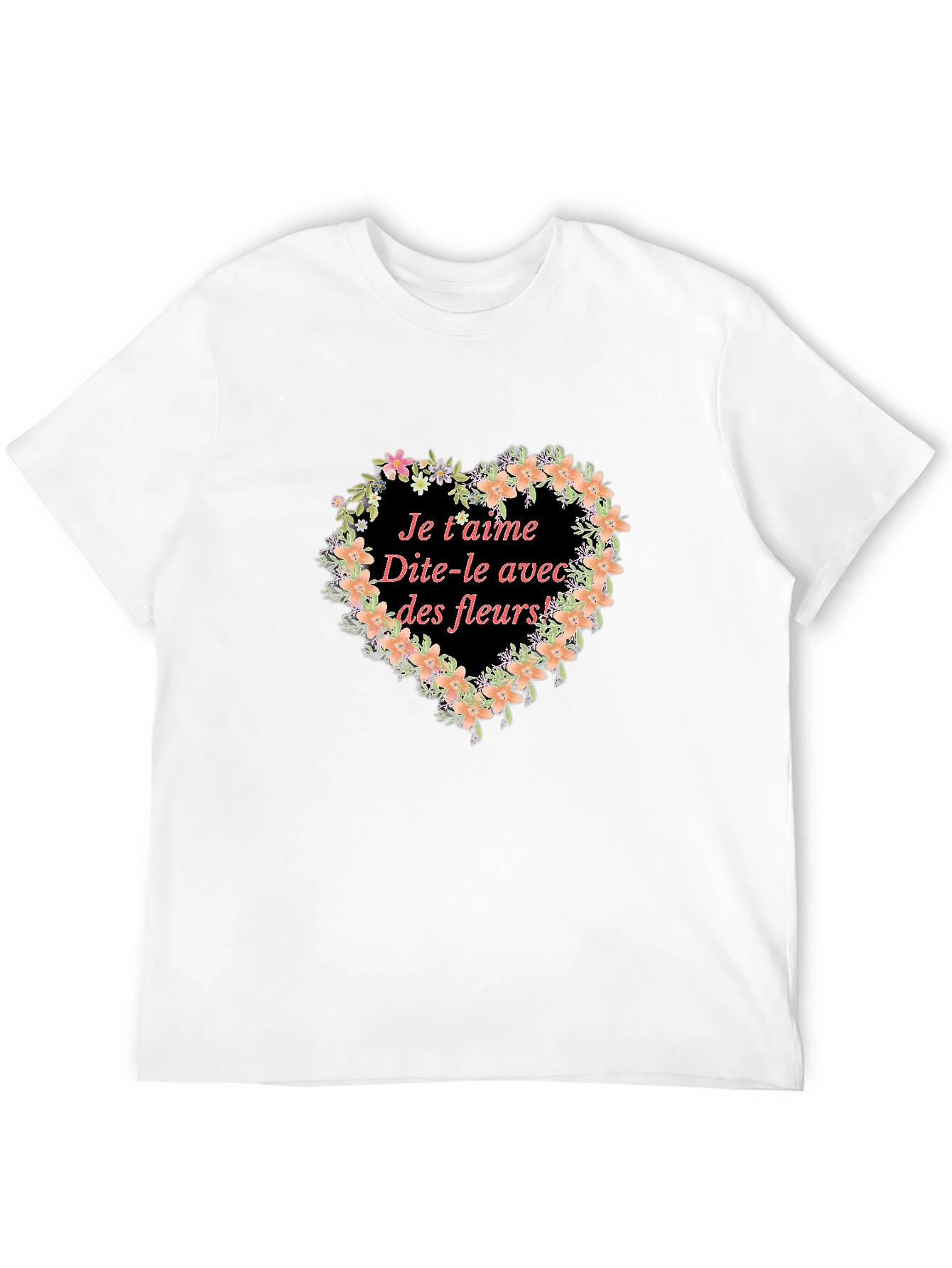 Je taime Tee - Floral Heart Graphic