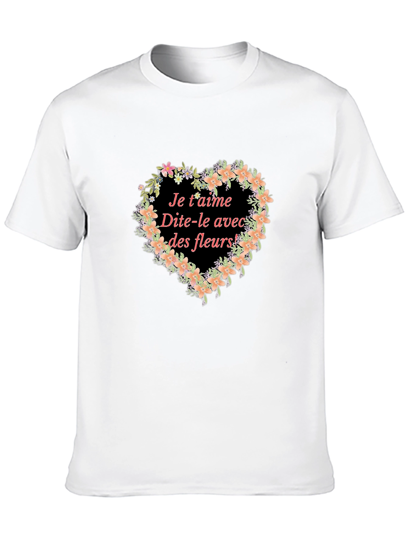 Je taime Tee - Floral Heart Graphic