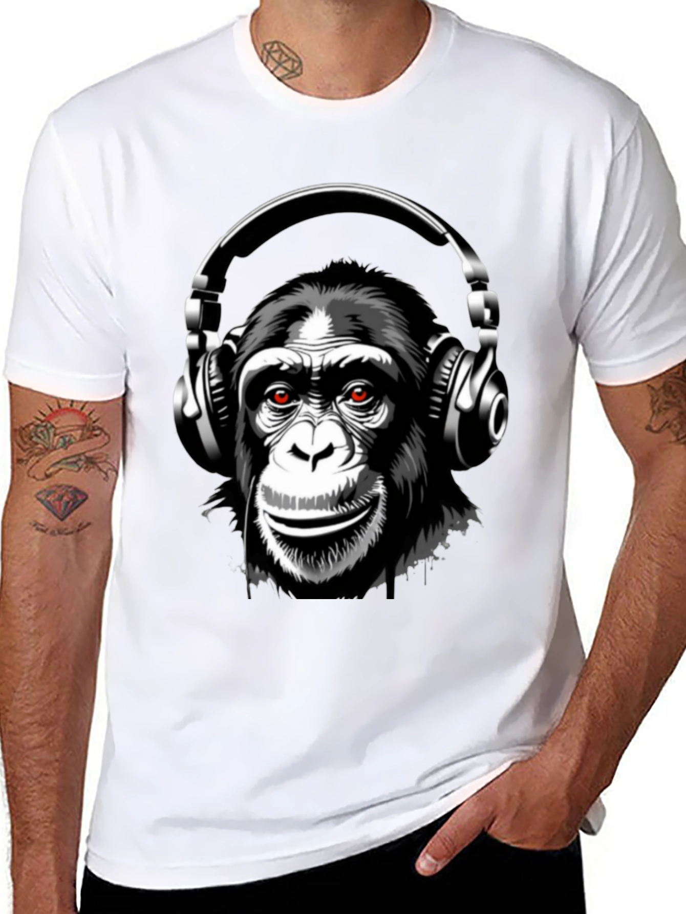 Monkey Headphones Graphic T-Shirt