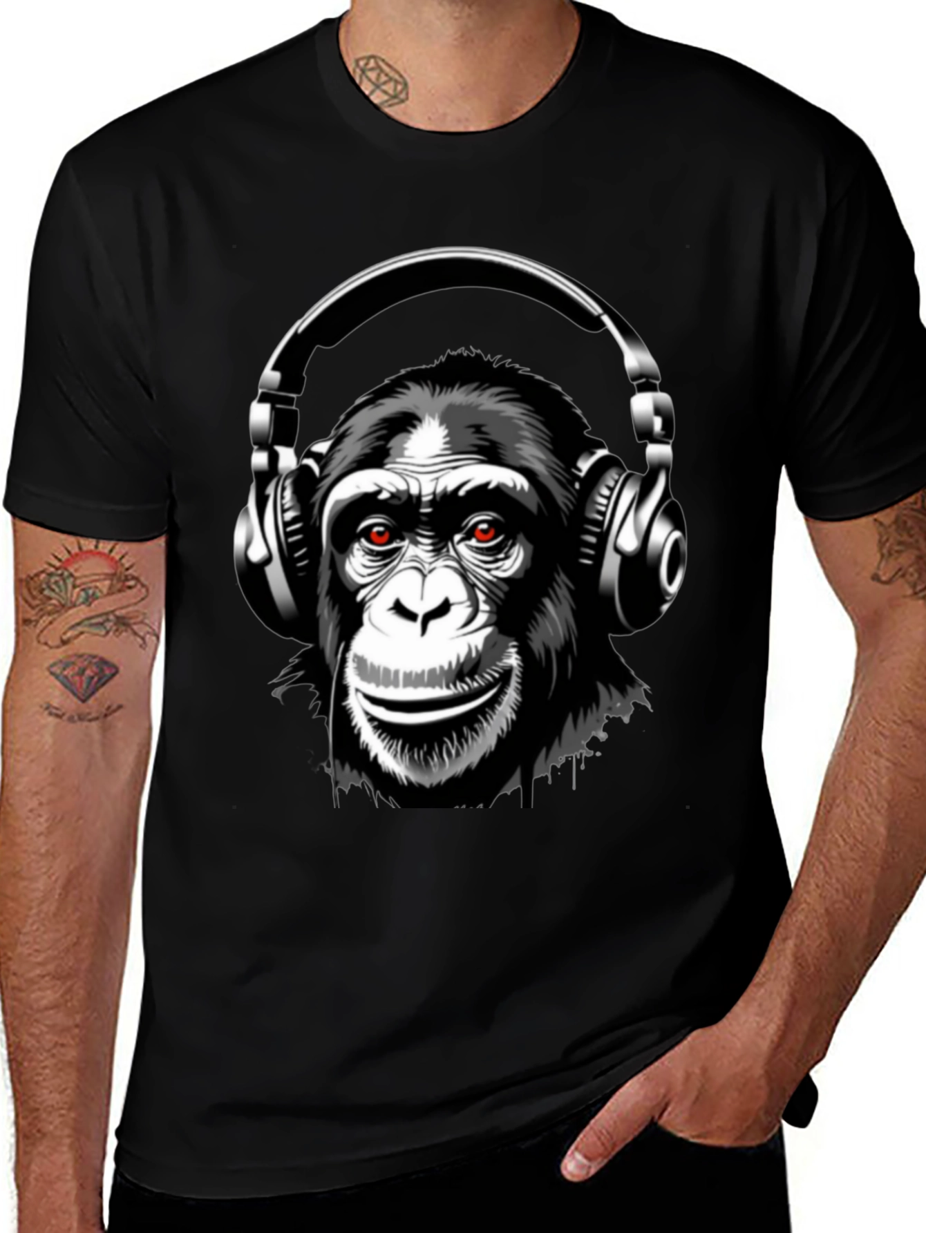 Monkey Headphones Graphic T-Shirt