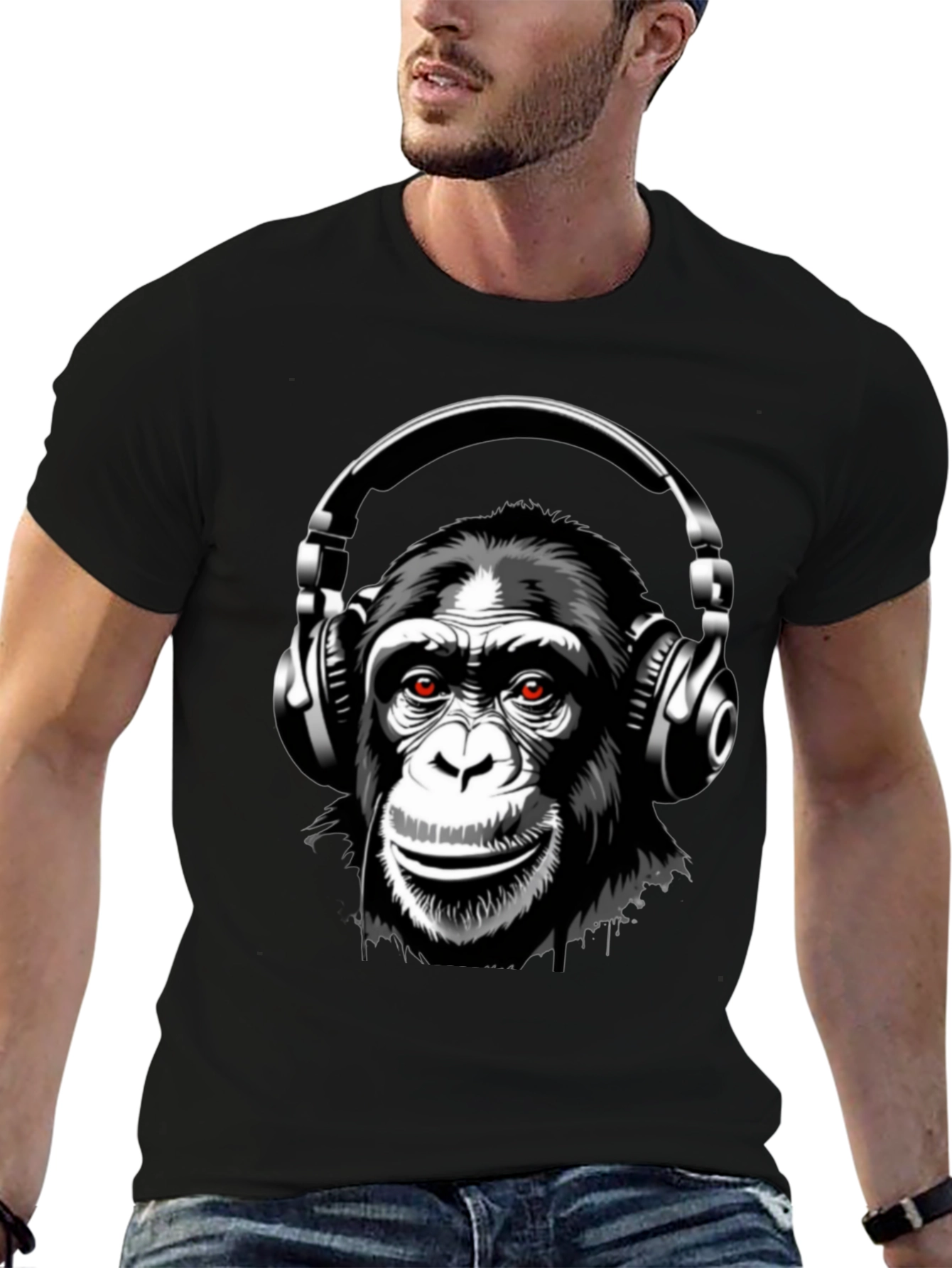 Monkey Headphones Graphic T-Shirt