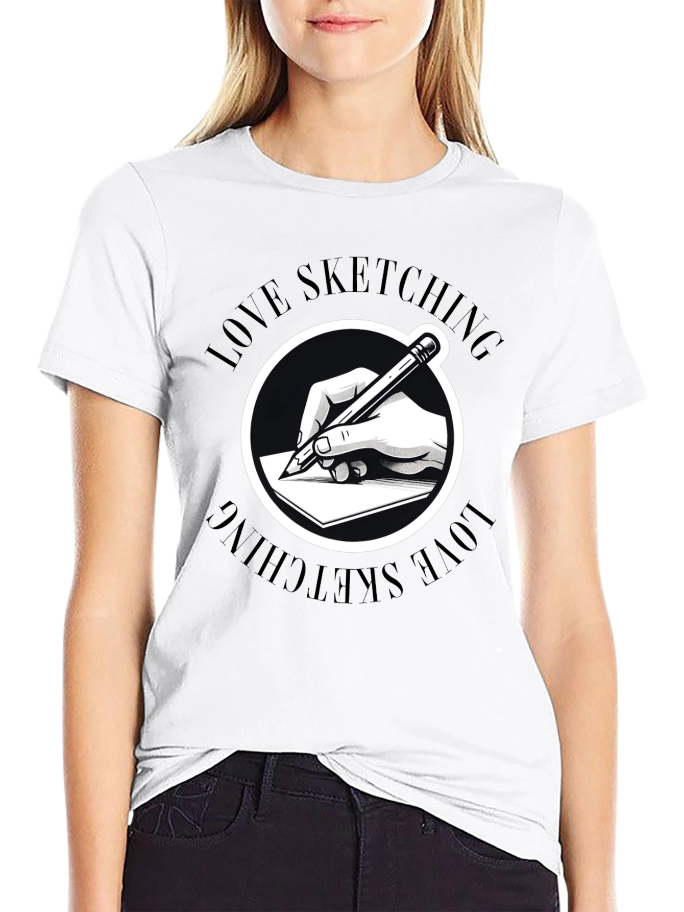 Love Sketching Graphic T-Shirt - Black