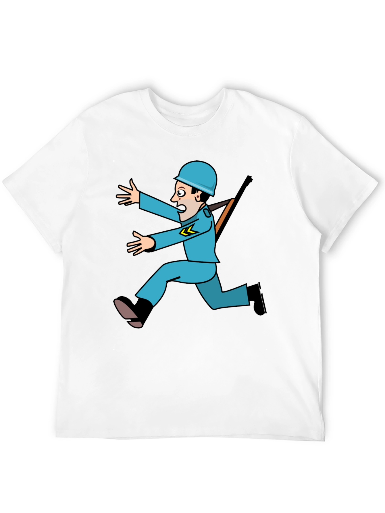 Funny Cartoon Soldier Graphic T-Shirt - Black