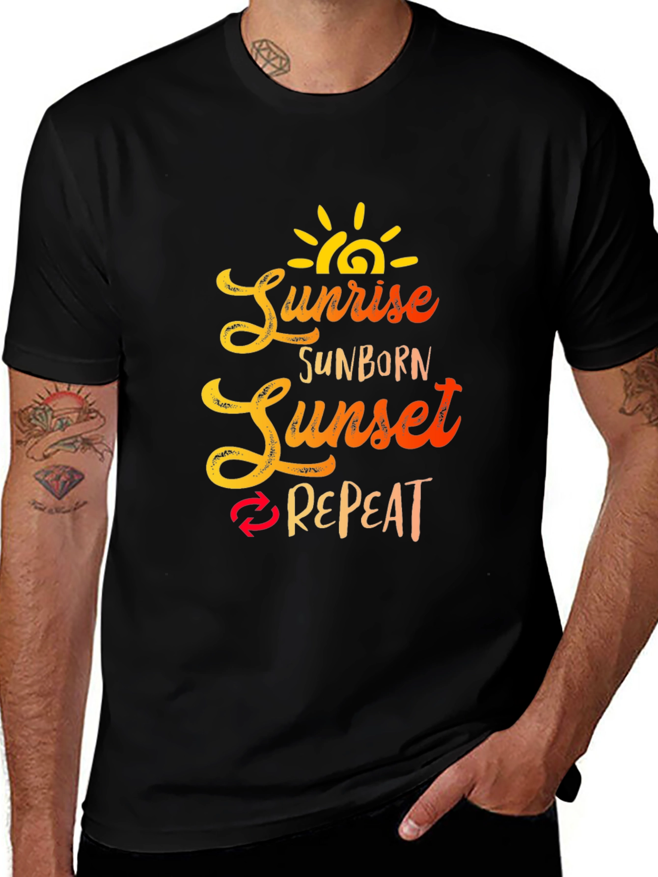 Sunrise Sunborn Sunset Repeat Graphic Tee