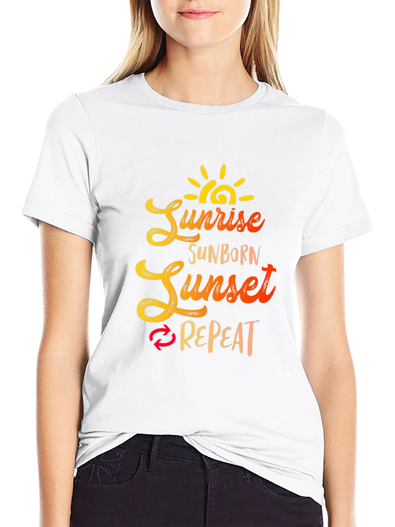 Sunrise Sunborn Sunset Repeat Graphic Tee