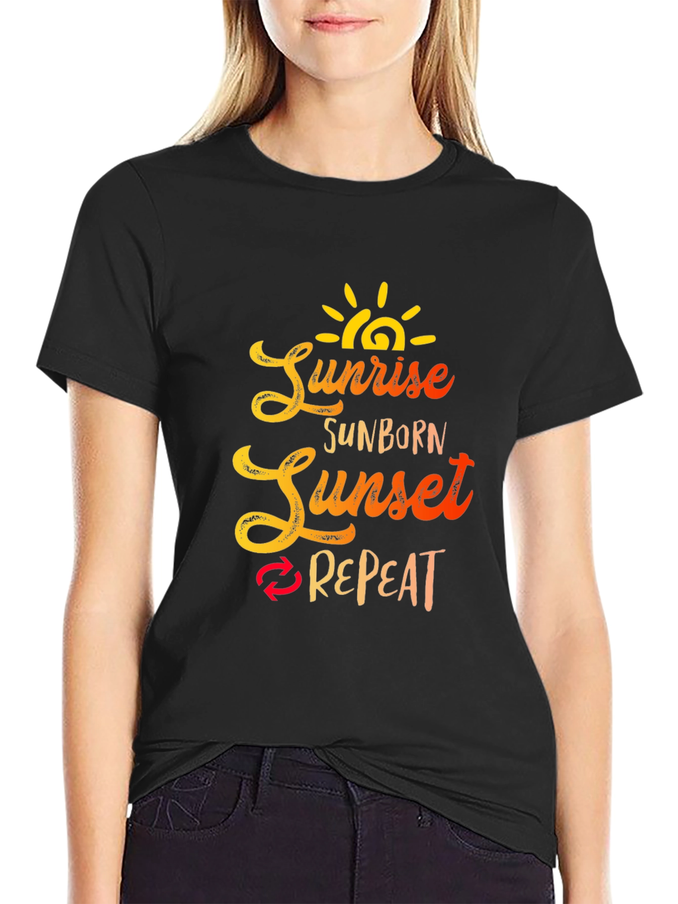 Sunrise Sunborn Sunset Repeat Graphic Tee