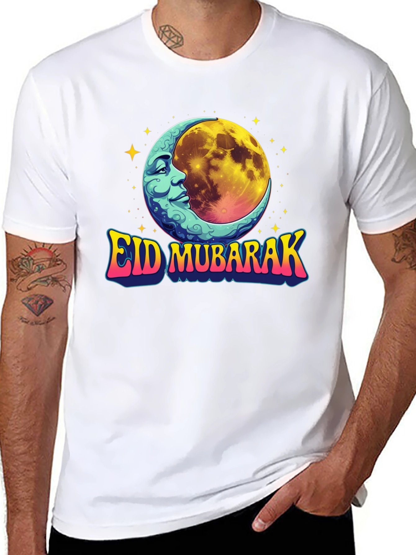 Eid Mubarak Moon Graphic T-Shirt
