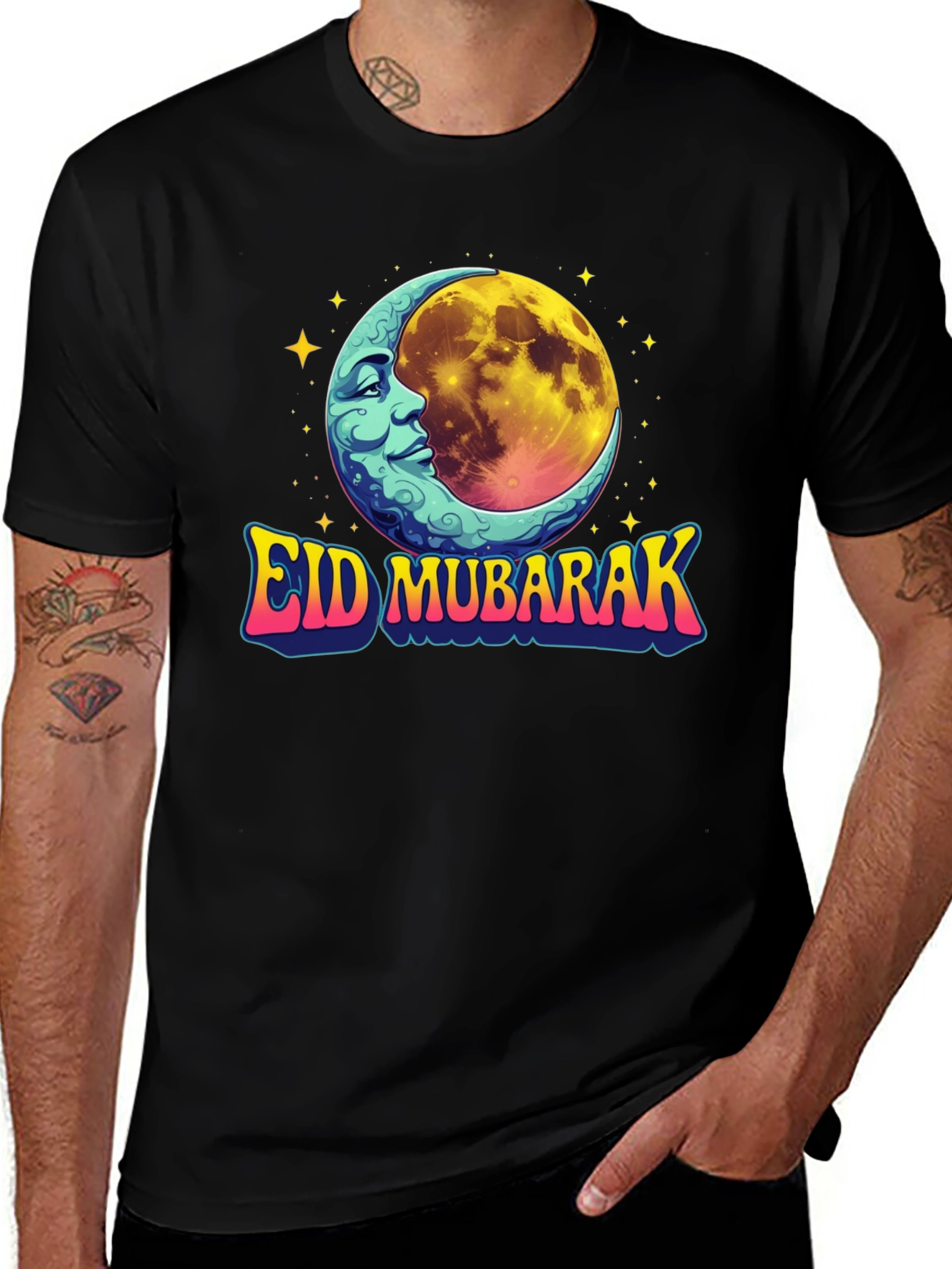 Eid Mubarak Moon Graphic T-Shirt