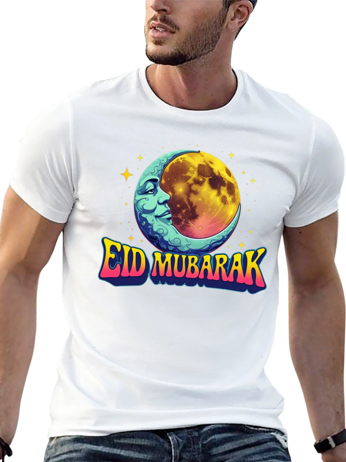 Eid Mubarak Moon Graphic T-Shirt