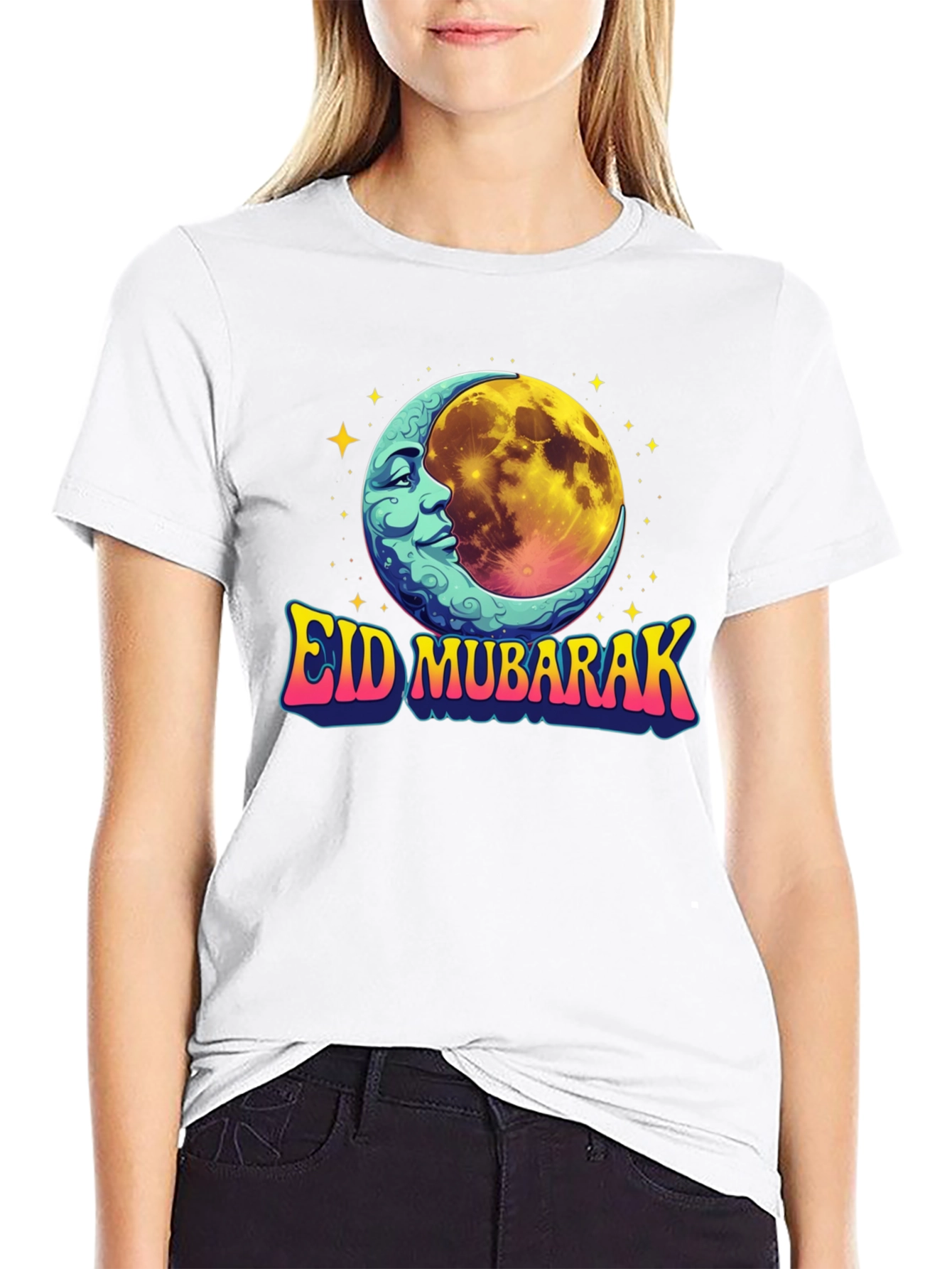 Eid Mubarak Moon Graphic T-Shirt