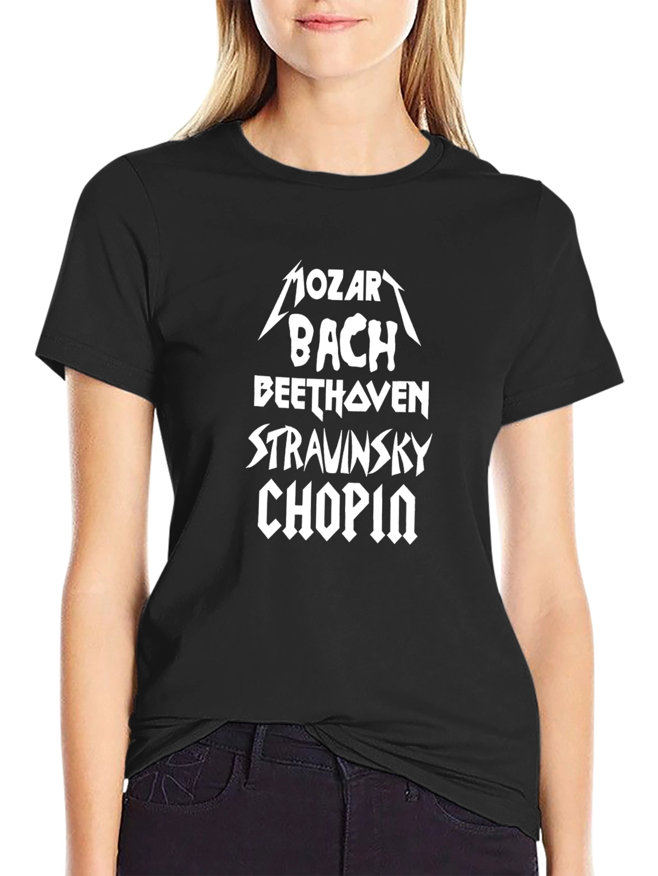 Classical Composers Black T-Shirt - Mozart Bach Beethoven