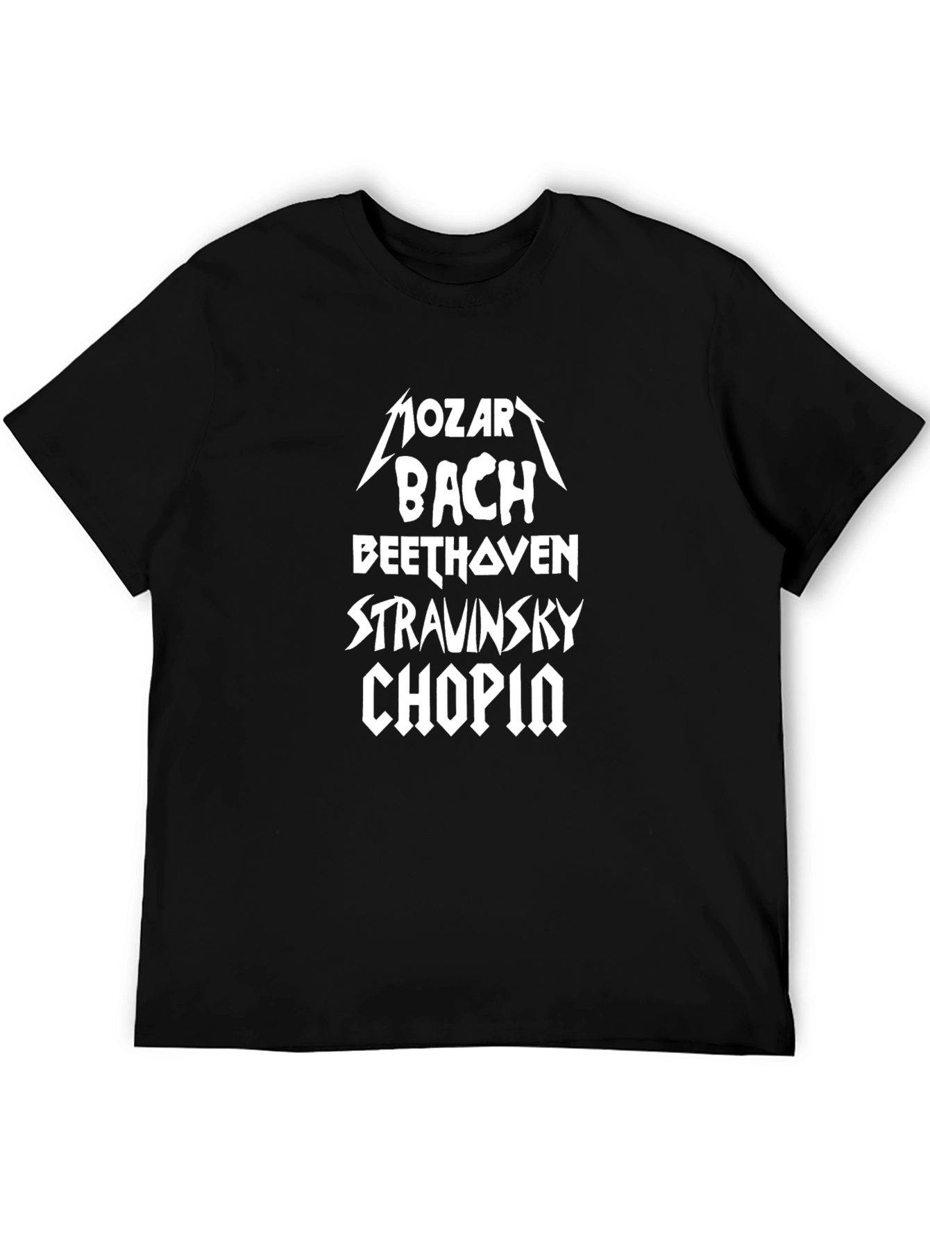 Classical Composers Black T-Shirt - Mozart Bach Beethoven