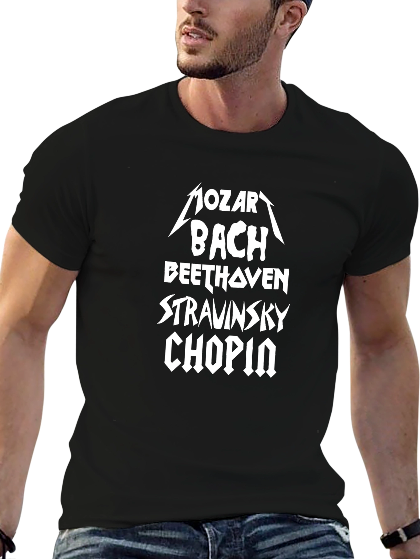 Classical Composers Black T-Shirt - Mozart Bach Beethoven