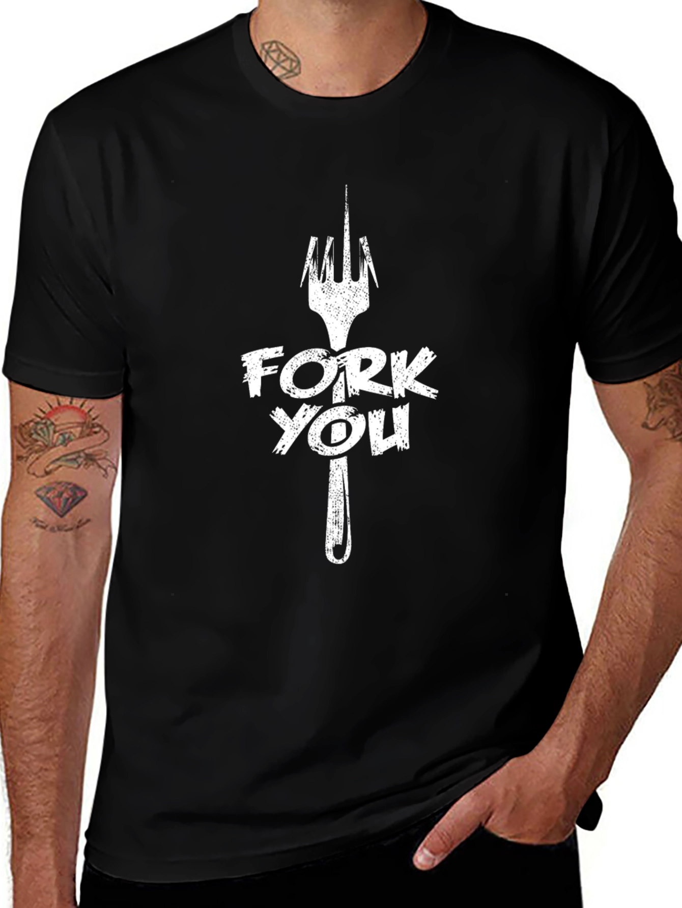 Fork You Graphic Tee - Black Cotton T-Shirt