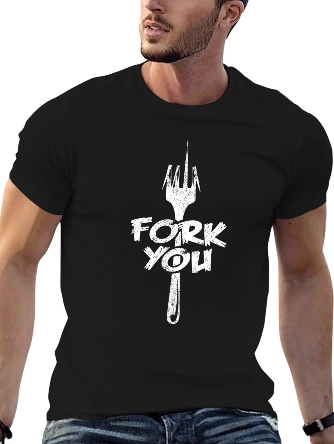 Fork You Graphic Tee - Black Cotton T-Shirt
