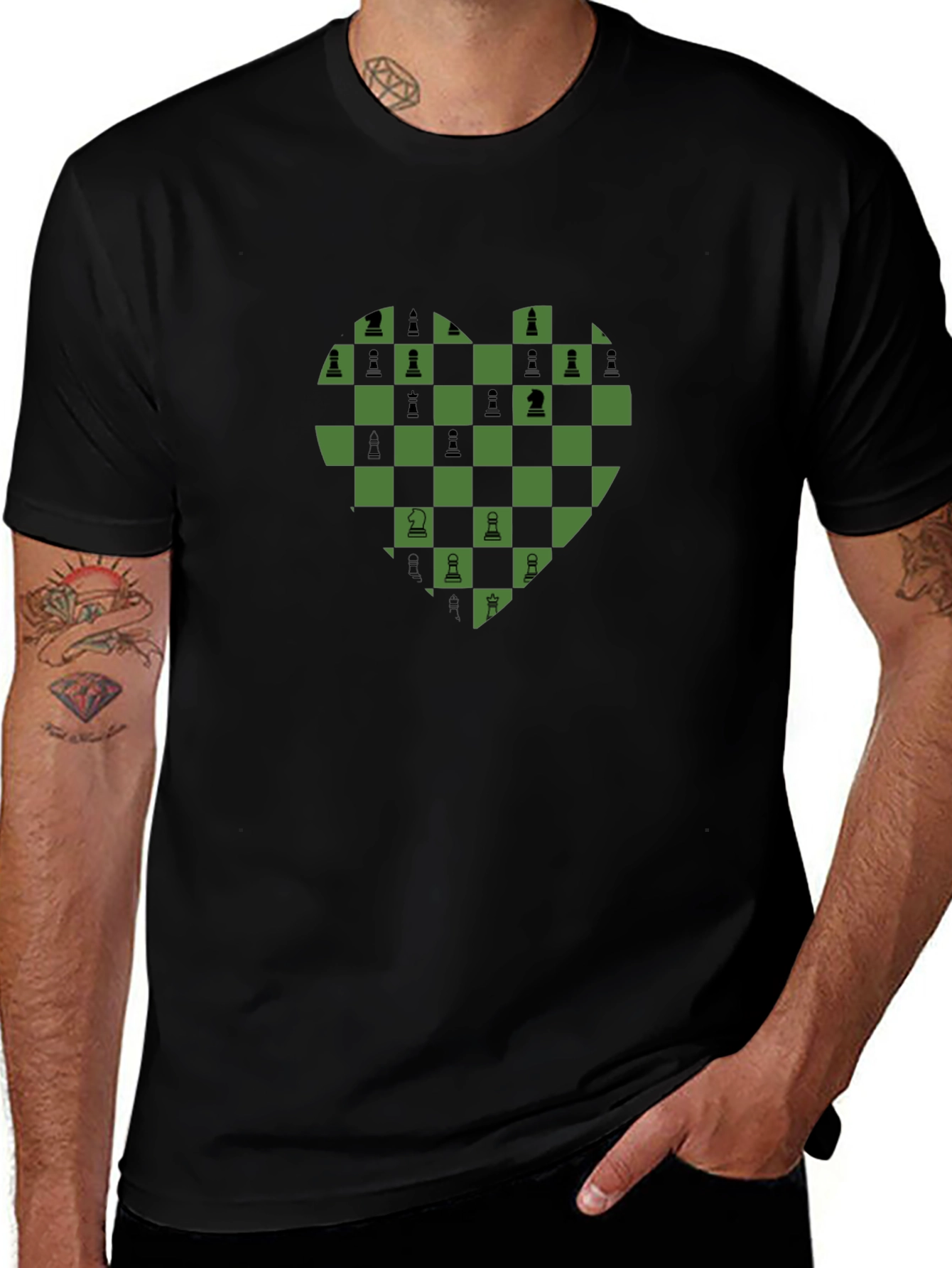 Chess Heart Graphic T-Shirt - Casual Style