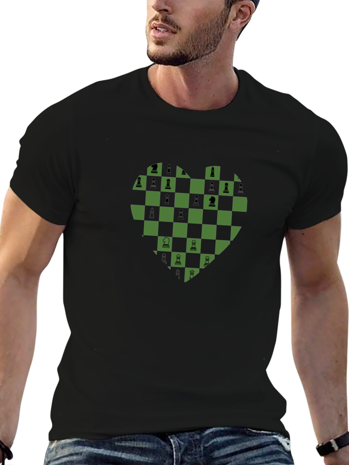 Chess Heart Graphic T-Shirt - Casual Style