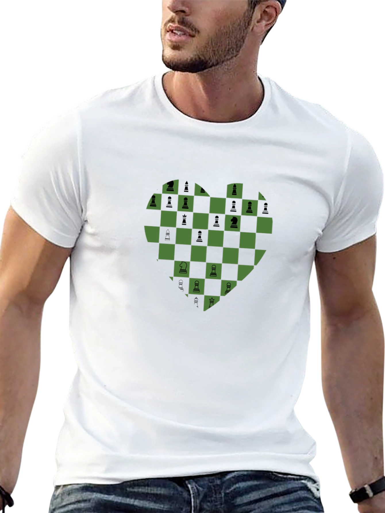 Chess Heart Graphic T-Shirt - Casual Style
