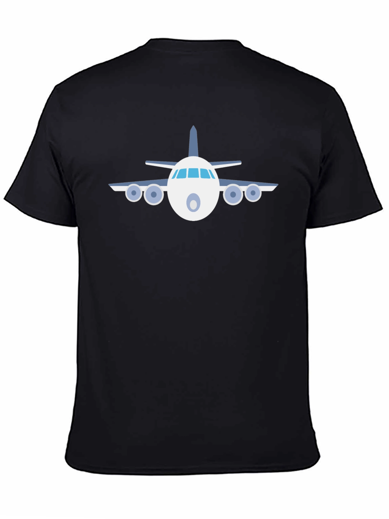 Airplane Graphic Tee - Black Cotton Casual T-Shirt