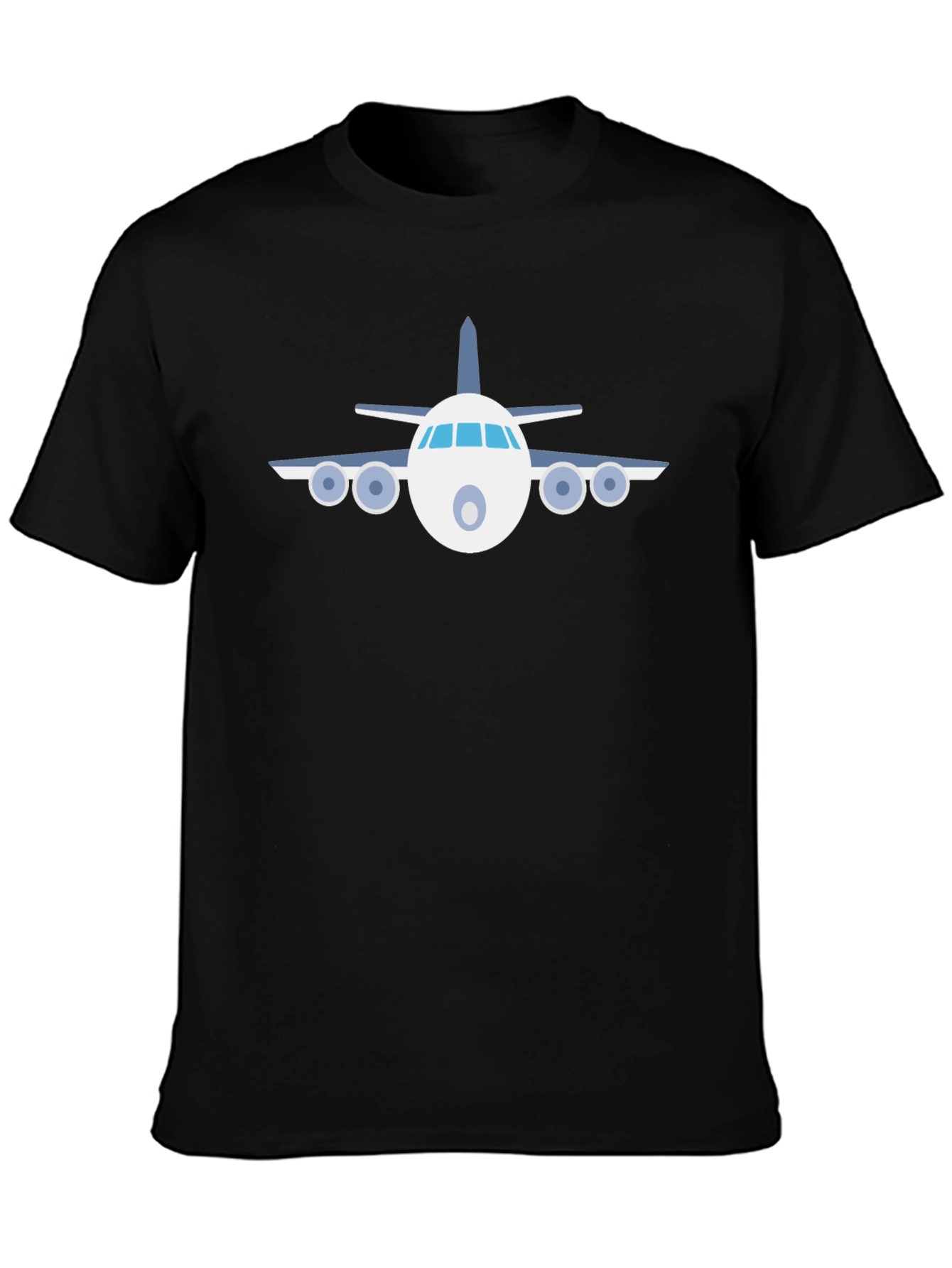 Airplane Graphic Tee - Black Cotton Casual T-Shirt