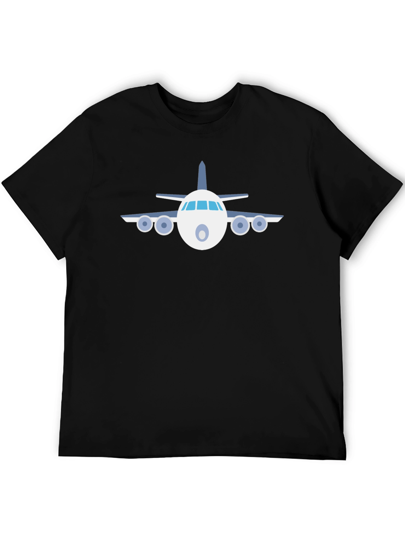 Airplane Graphic Tee - Black Cotton Casual T-Shirt