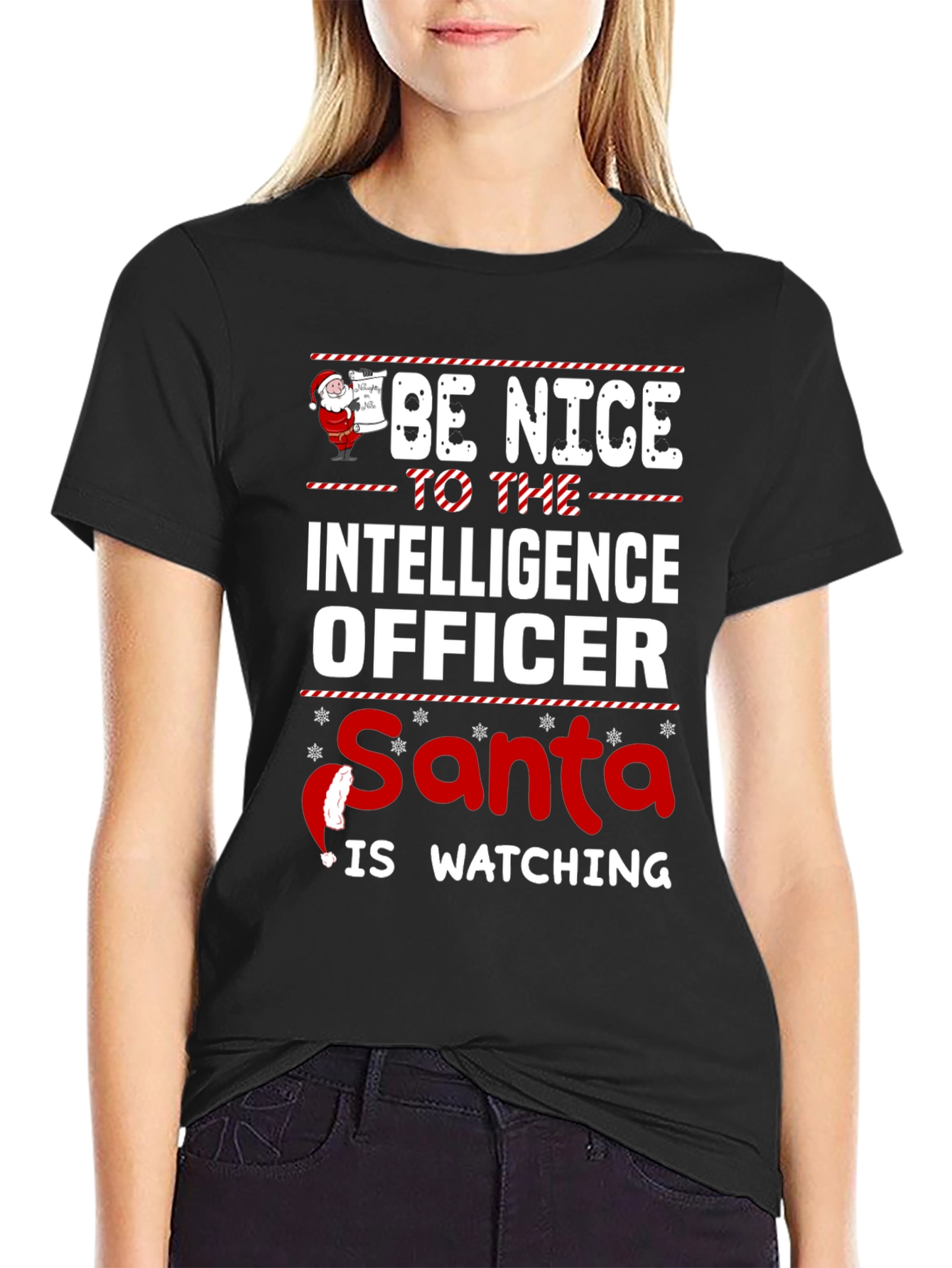 Intelligence Officer Santa Watching Christmas T-Shirt