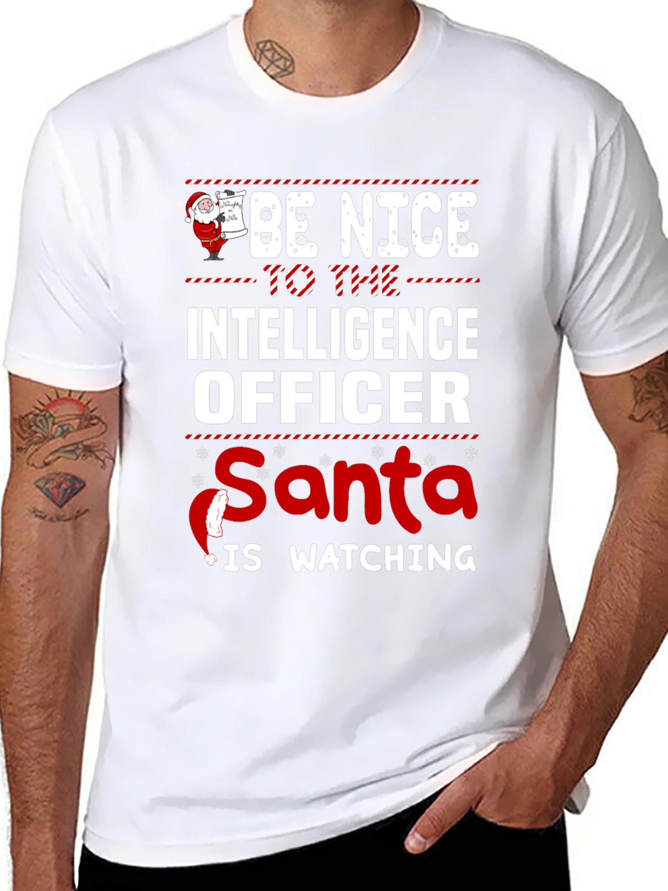 Intelligence Officer Santa Watching Christmas T-Shirt