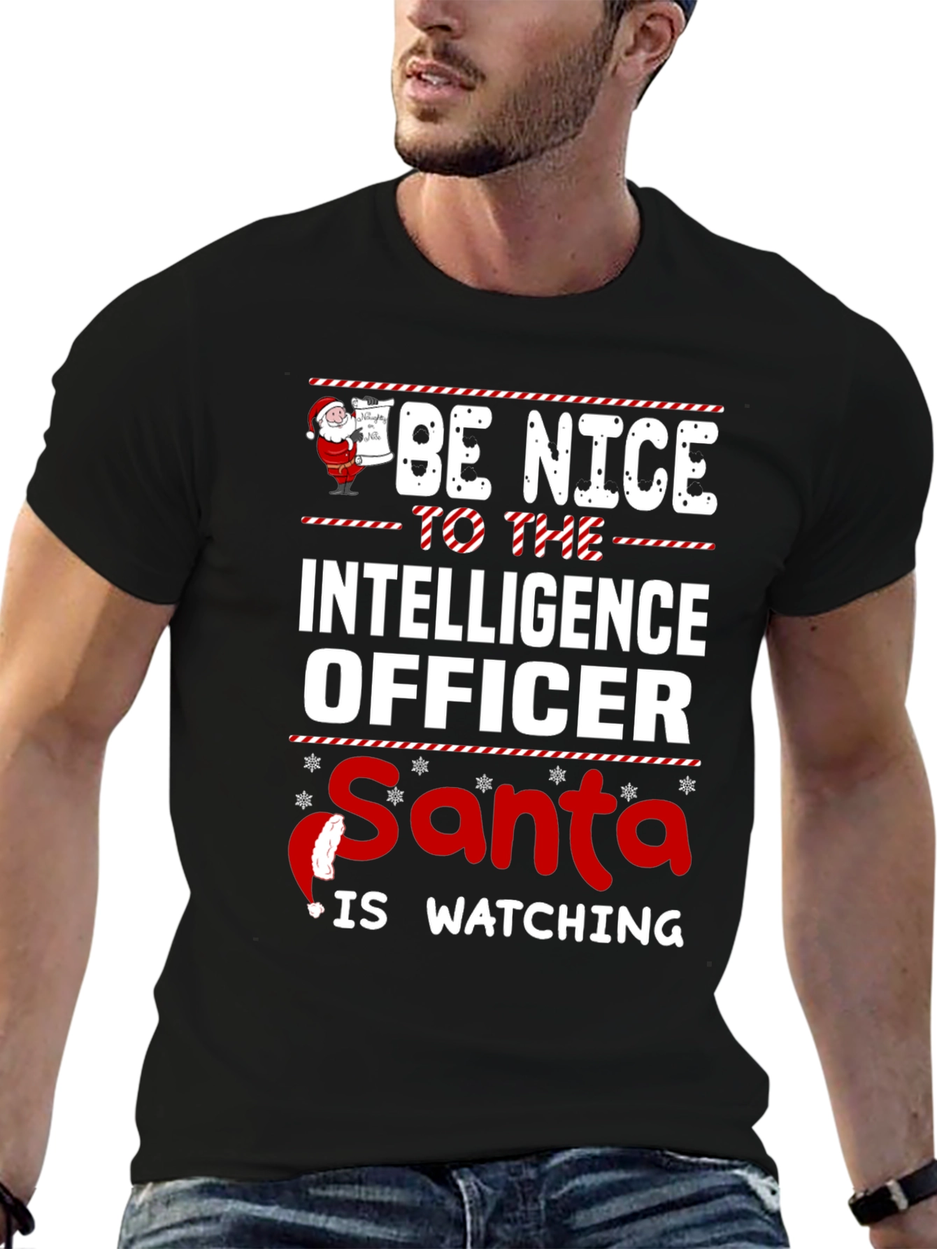 Intelligence Officer Santa Watching Christmas T-Shirt