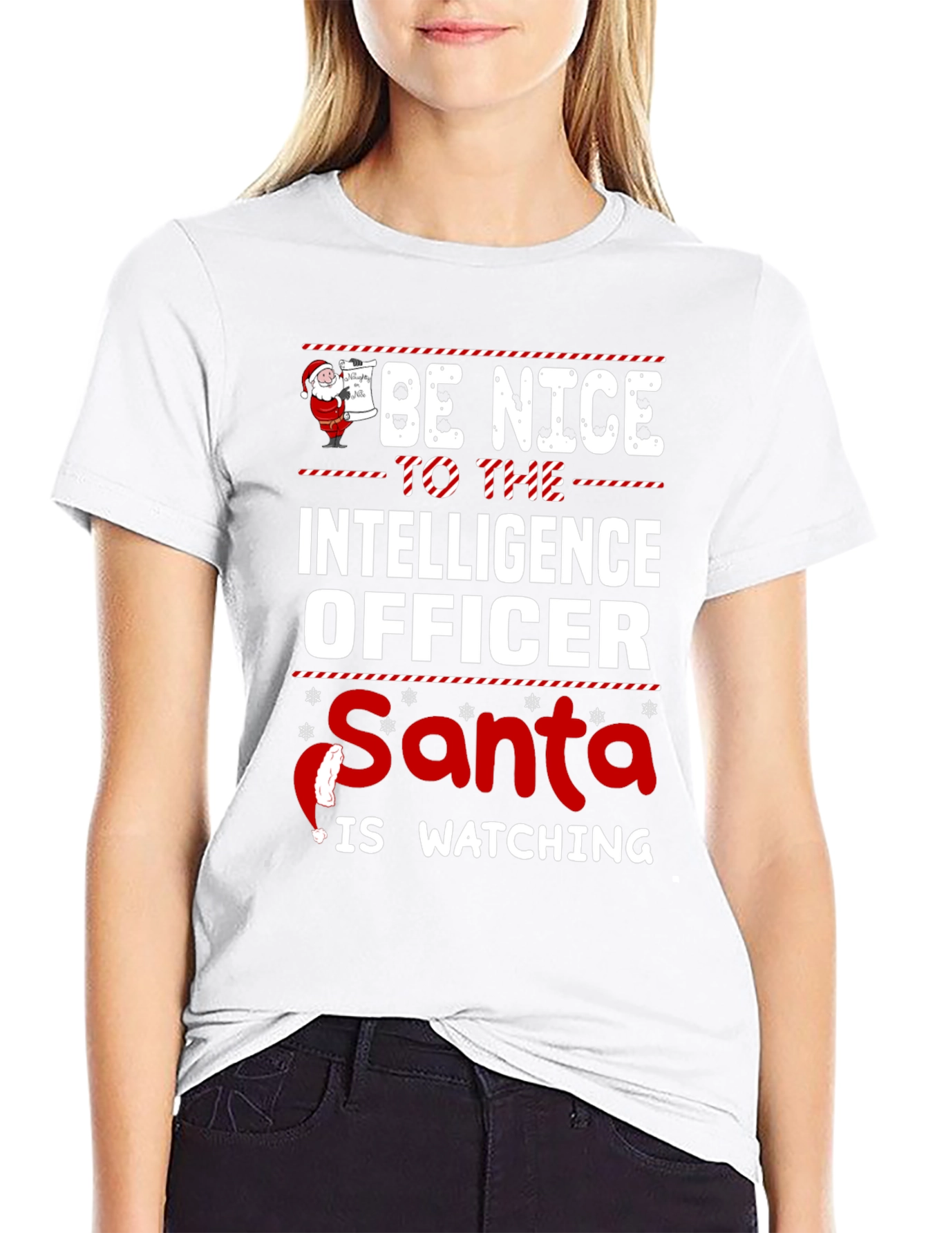 Intelligence Officer Santa Watching Christmas T-Shirt