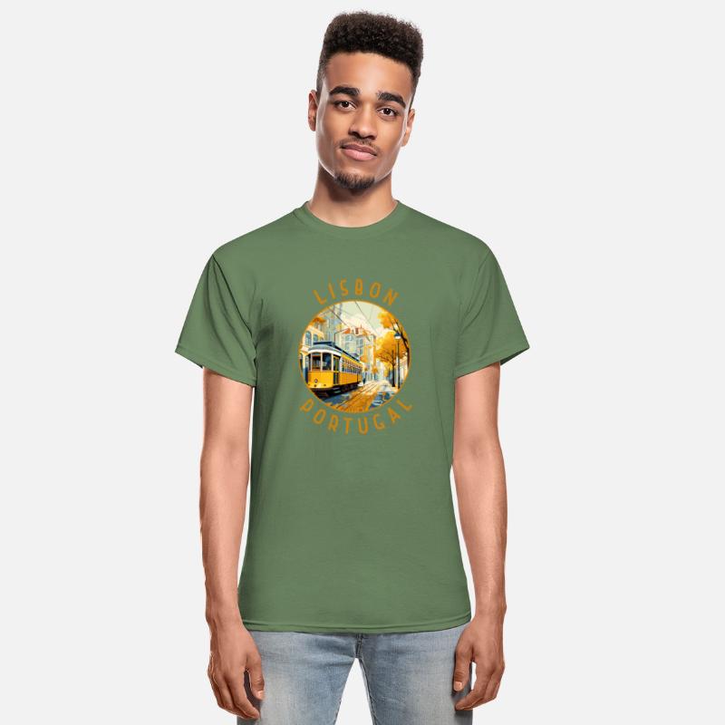 Lisbon Portugal Yellow Tram Retro Distressed