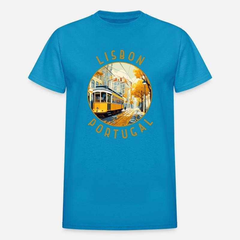 Lisbon Portugal Yellow Tram Retro Distressed