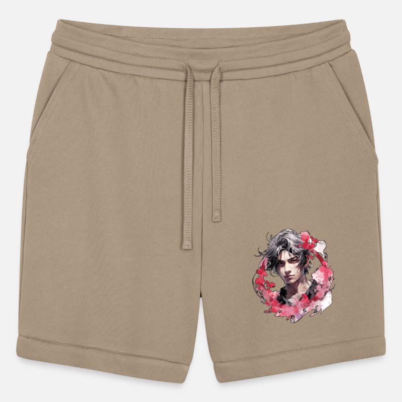 Logo young Asian man rose red vine circle 4