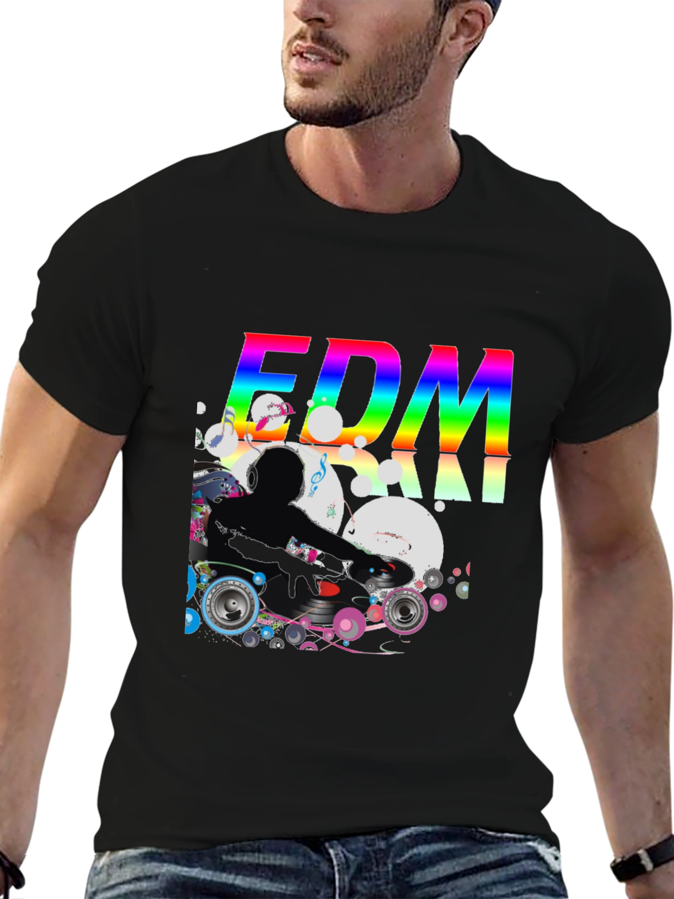 EDM DJ Graphic Tee - Black Cotton T-Shirt