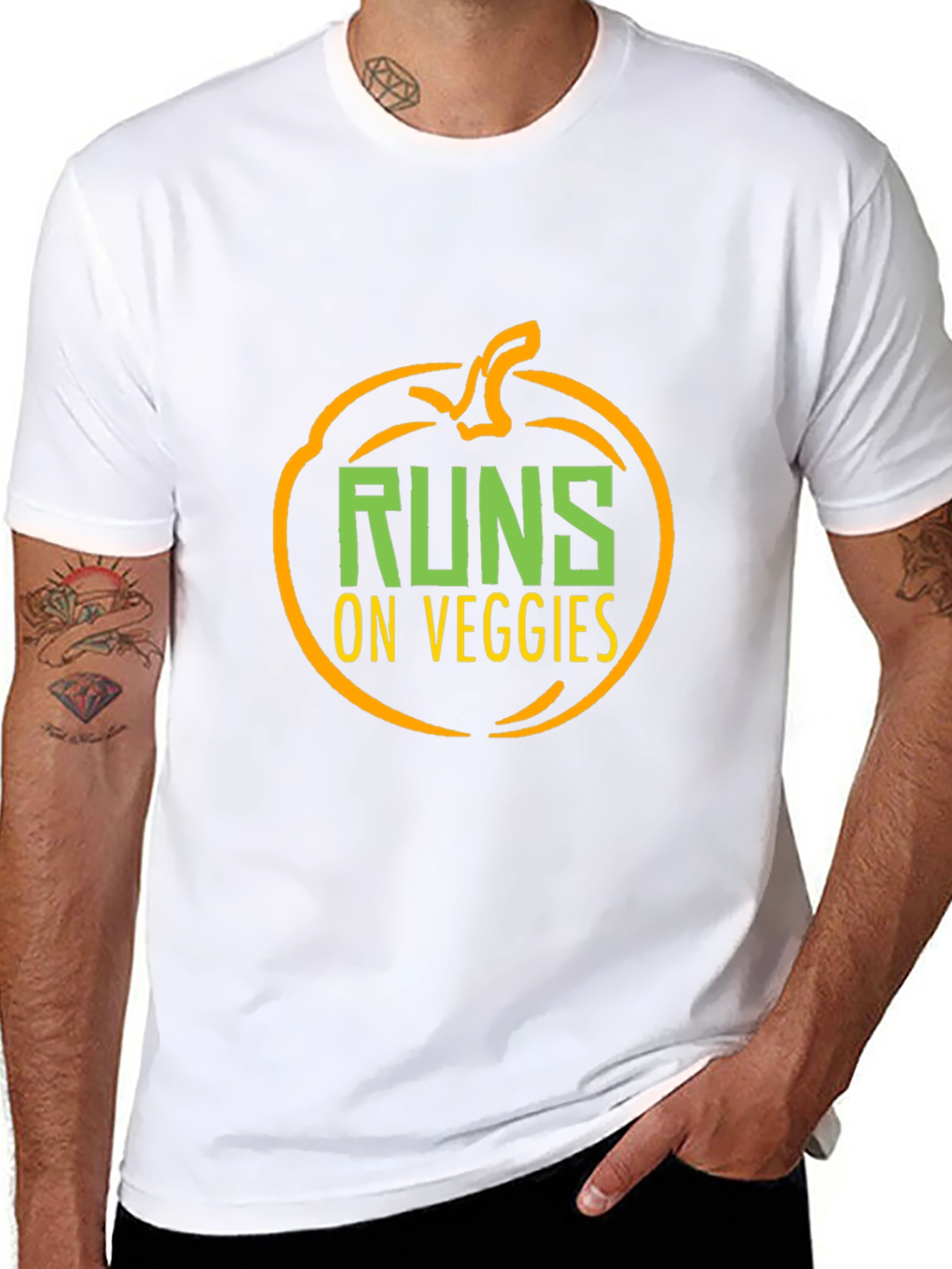 Runs on Veggies T-Shirt - Vegetarian Gift