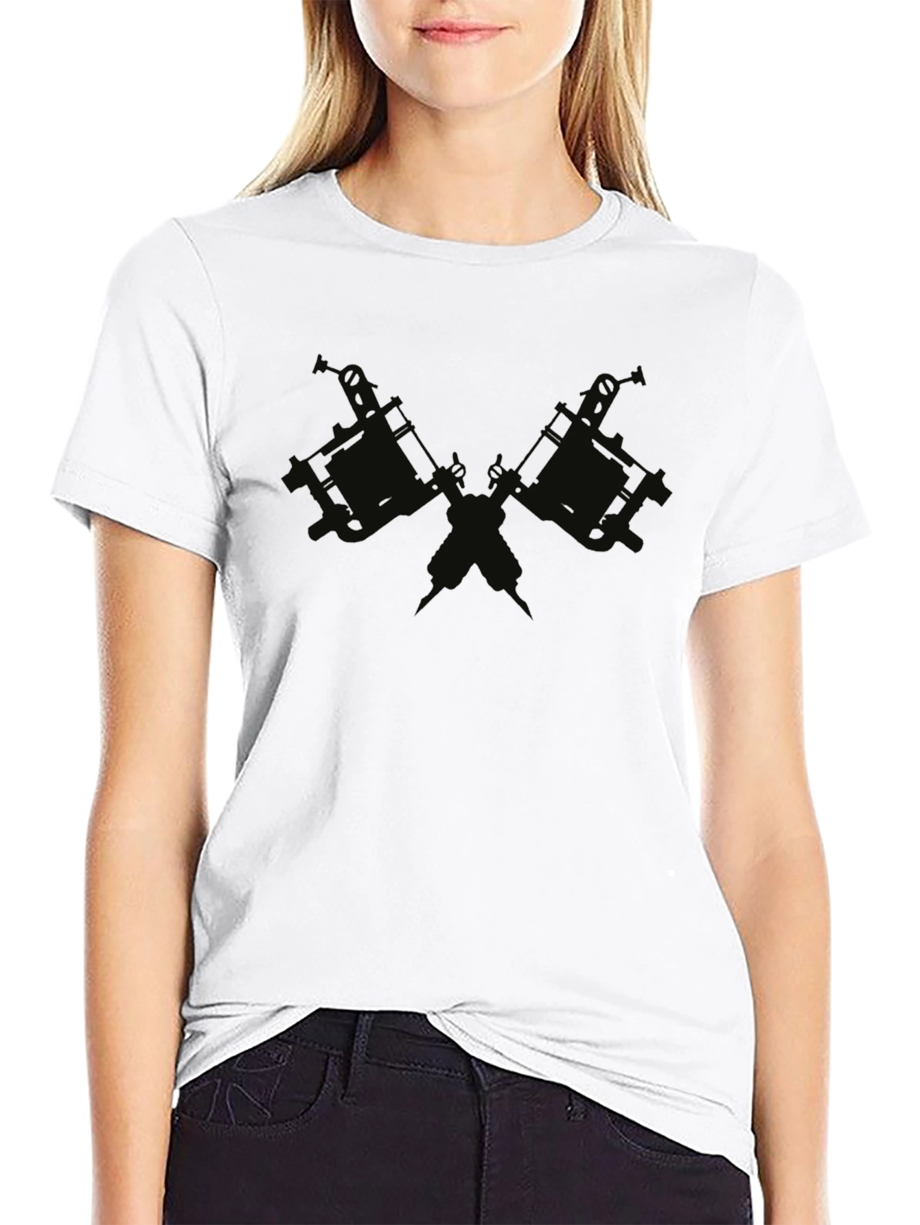 Crossed Tattoo Guns Black Graphic Tee