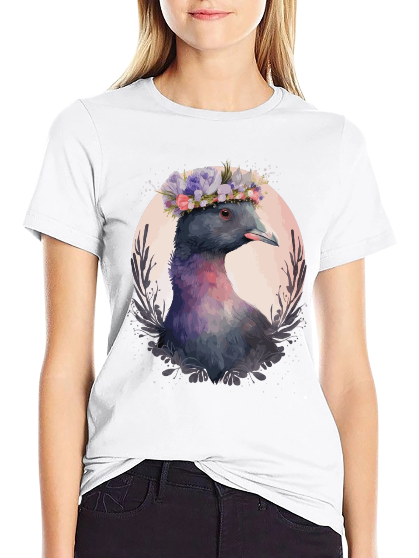 Pigeon Flower Crown T-Shirt - Quirky Bird Tee