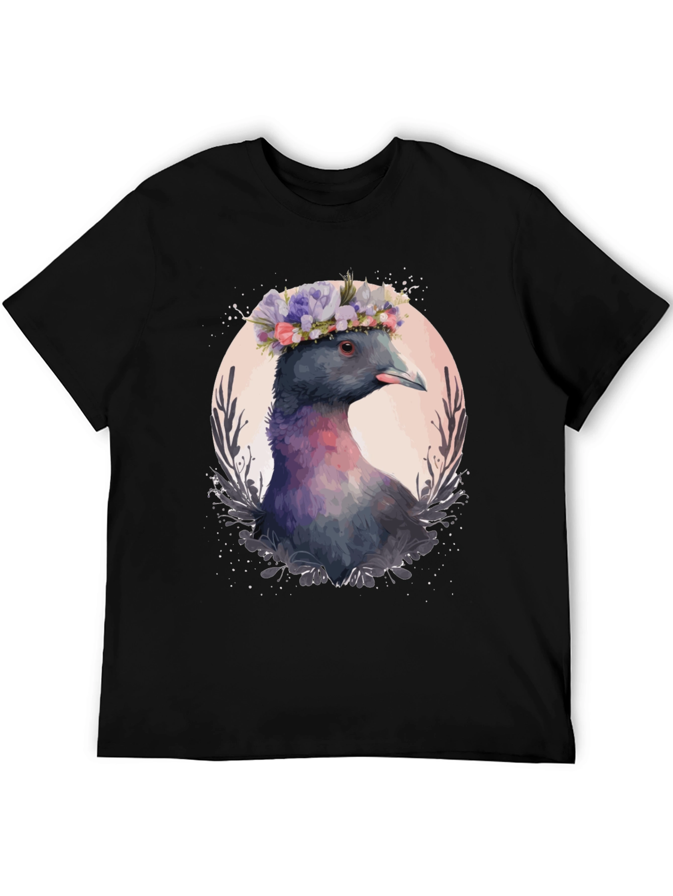 Pigeon Flower Crown T-Shirt - Quirky Bird Tee
