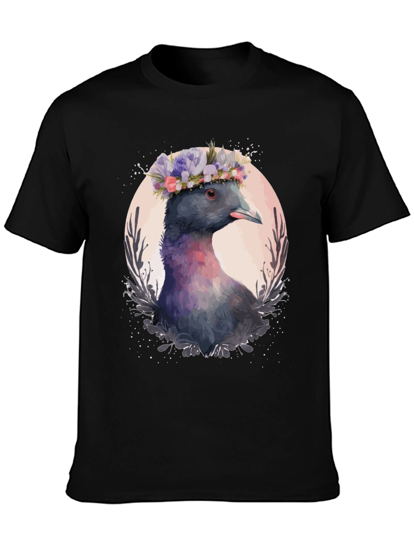 Pigeon Flower Crown T-Shirt - Quirky Bird Tee