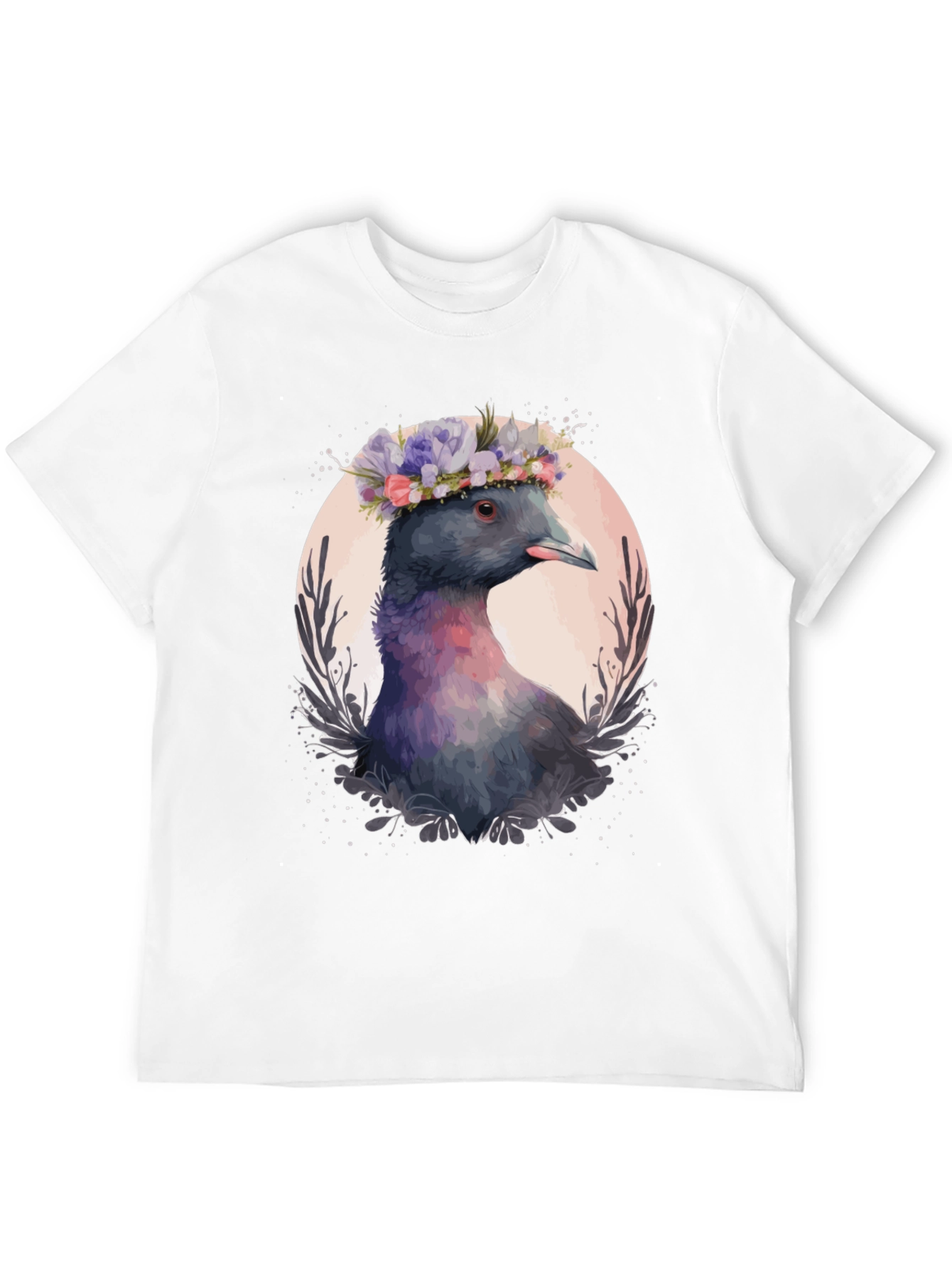 Pigeon Flower Crown T-Shirt - Quirky Bird Tee