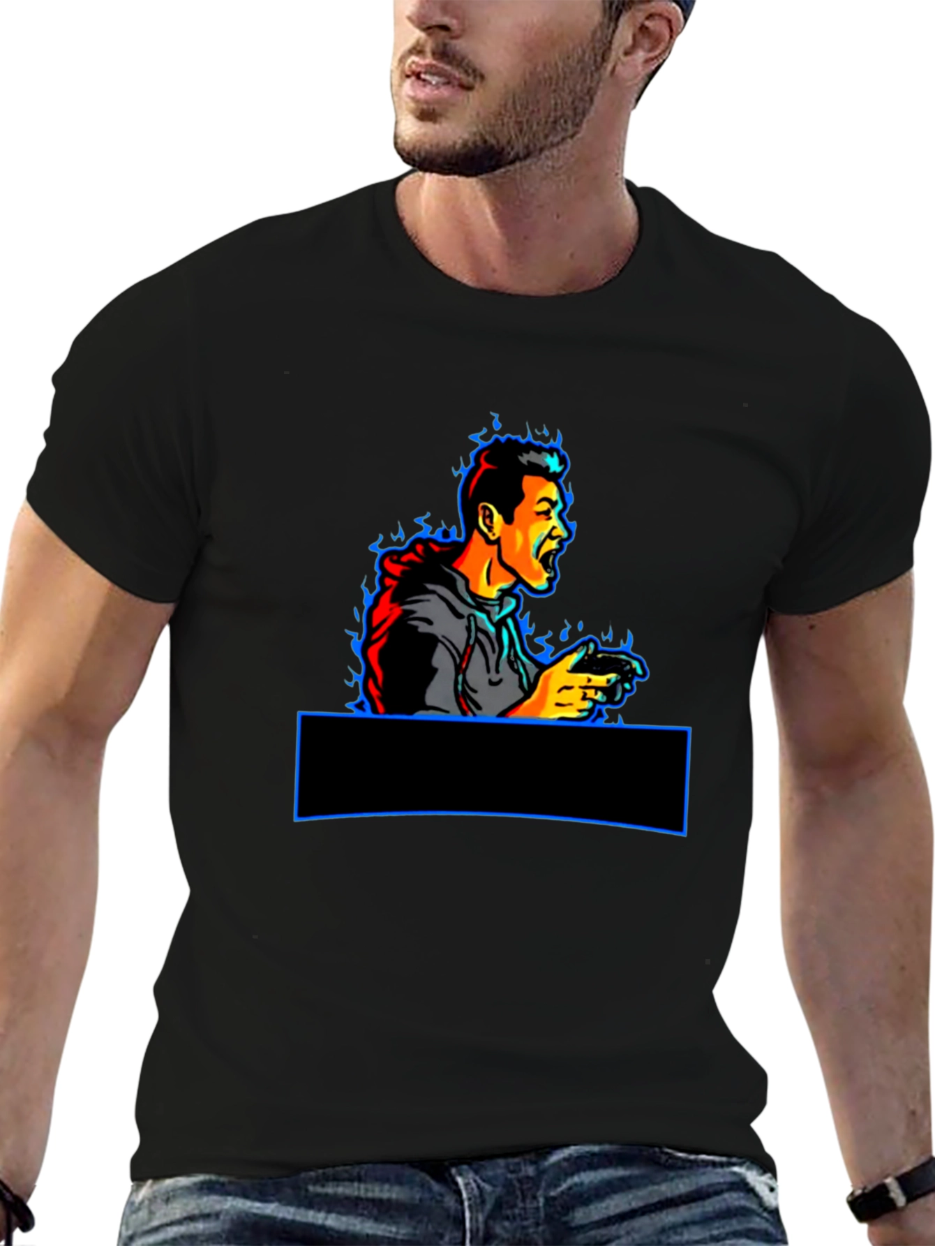 Gamer Rage Graphic T-Shirt - Black Crew Neck Tee