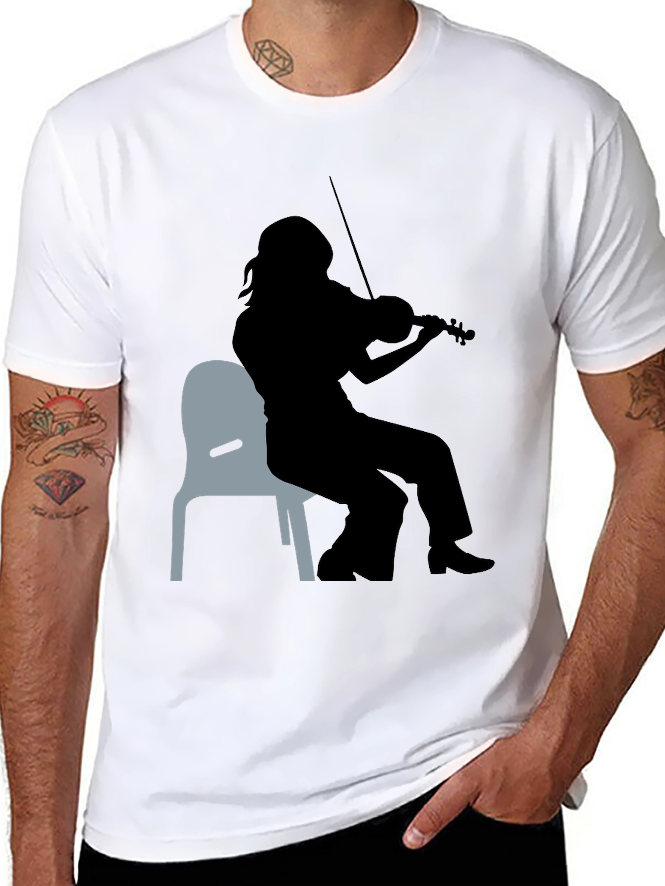 Violinist Silhouette Graphic Tee - Unisex Black T-Shirt