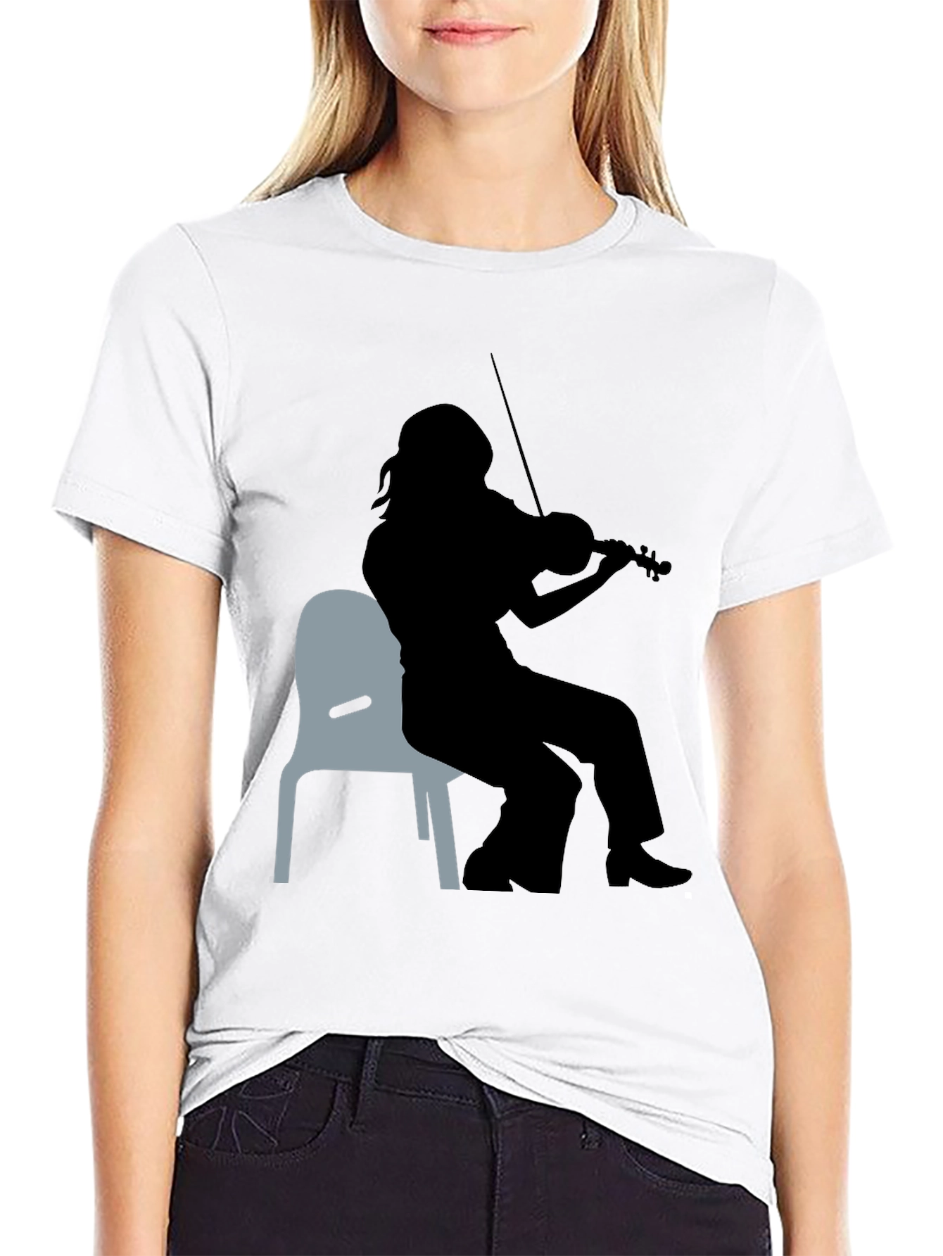 Violinist Silhouette Graphic Tee - Unisex Black T-Shirt