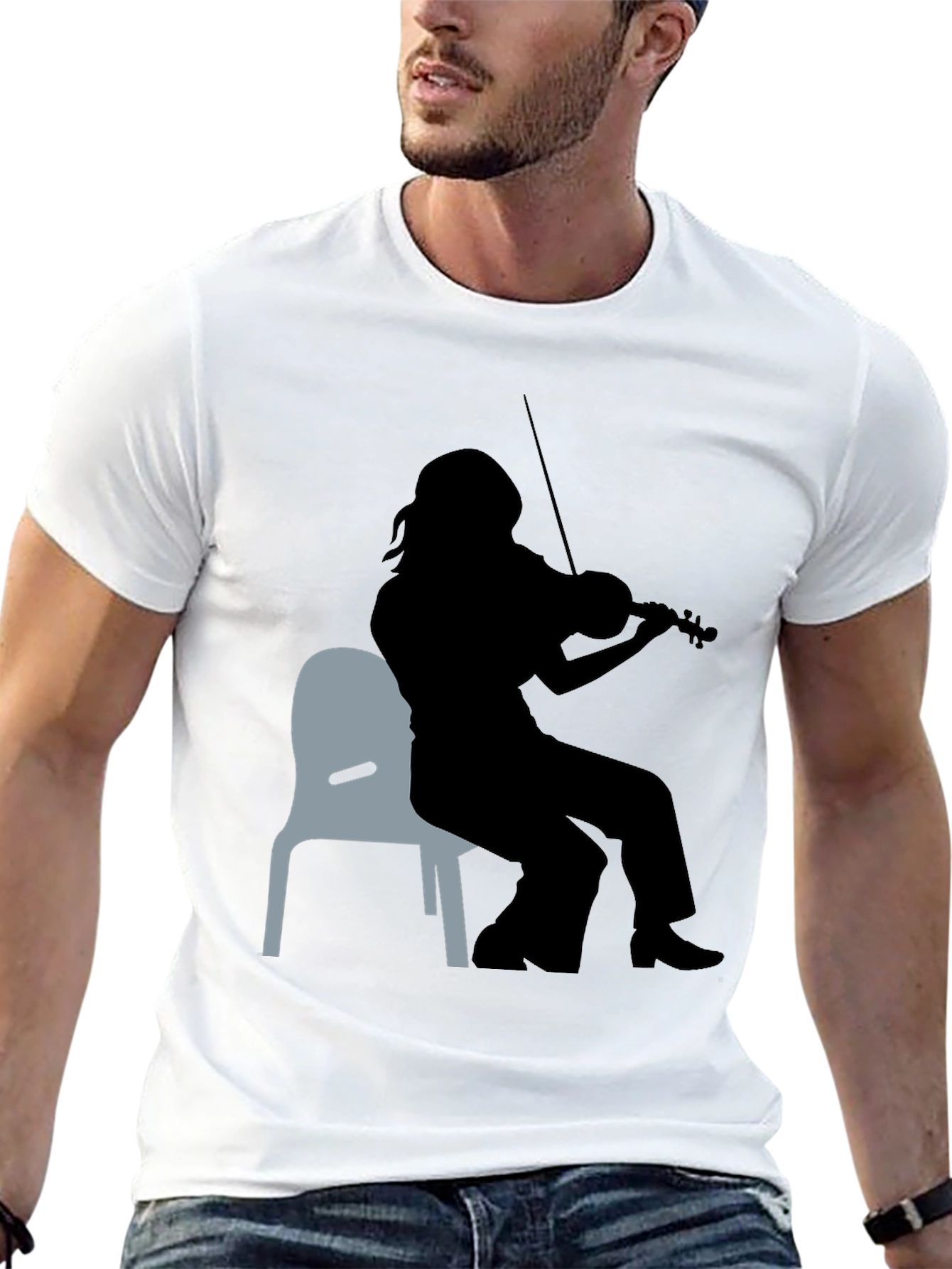 Violinist Silhouette Graphic Tee - Unisex Black T-Shirt