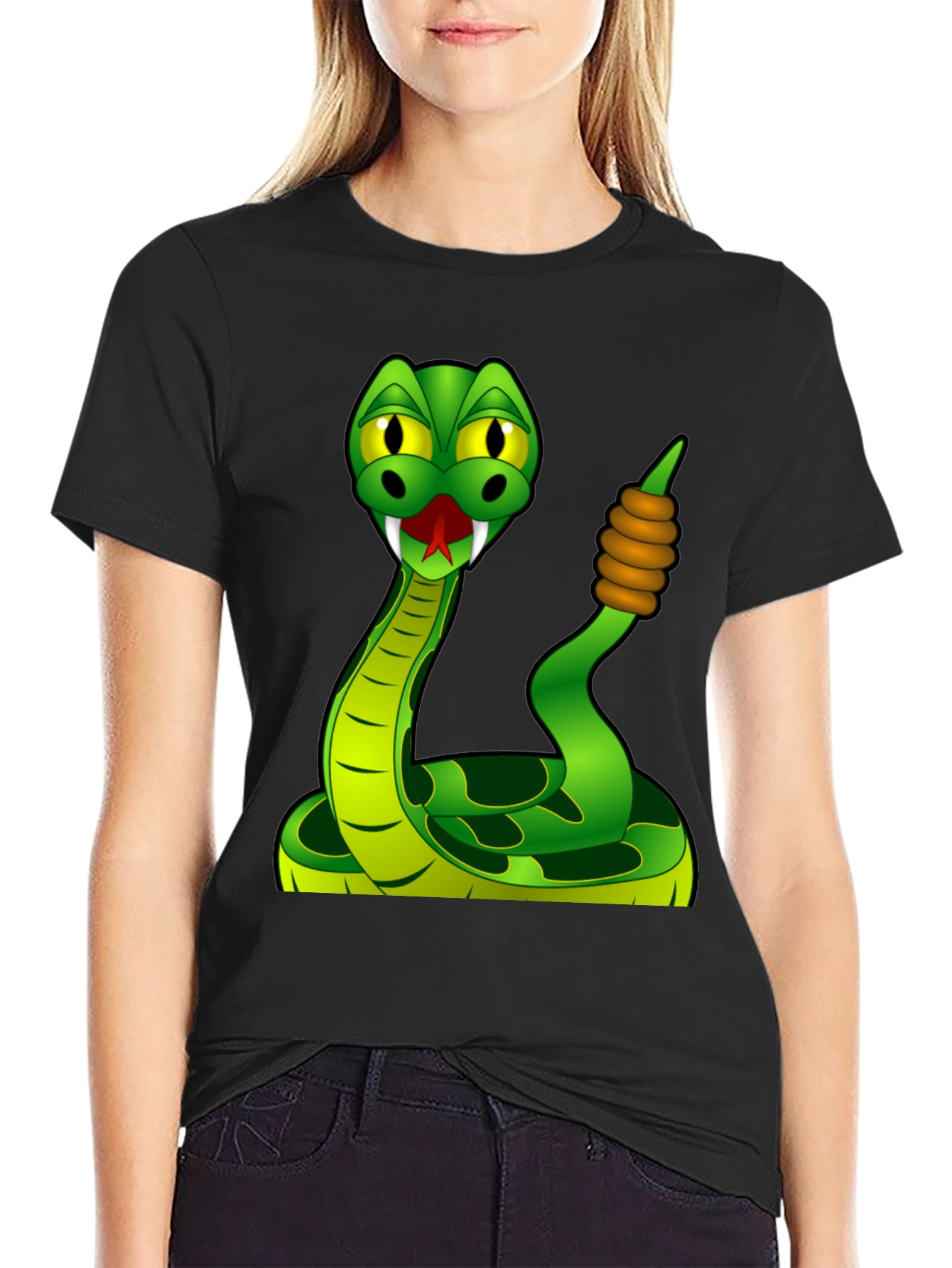 Funny Snake Graphic Tee - Cartoon Reptile Design