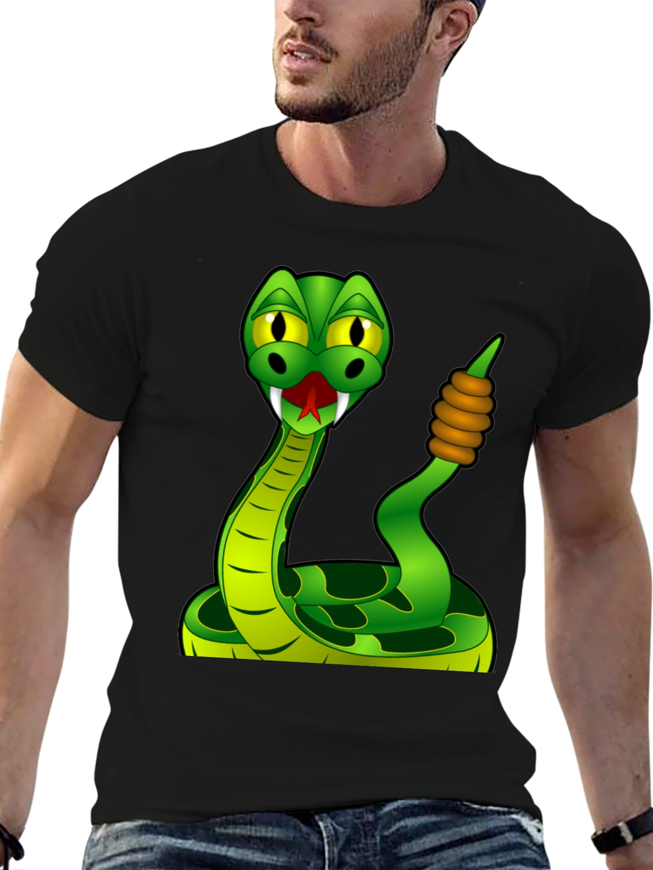 Funny Snake Graphic Tee - Cartoon Reptile Design