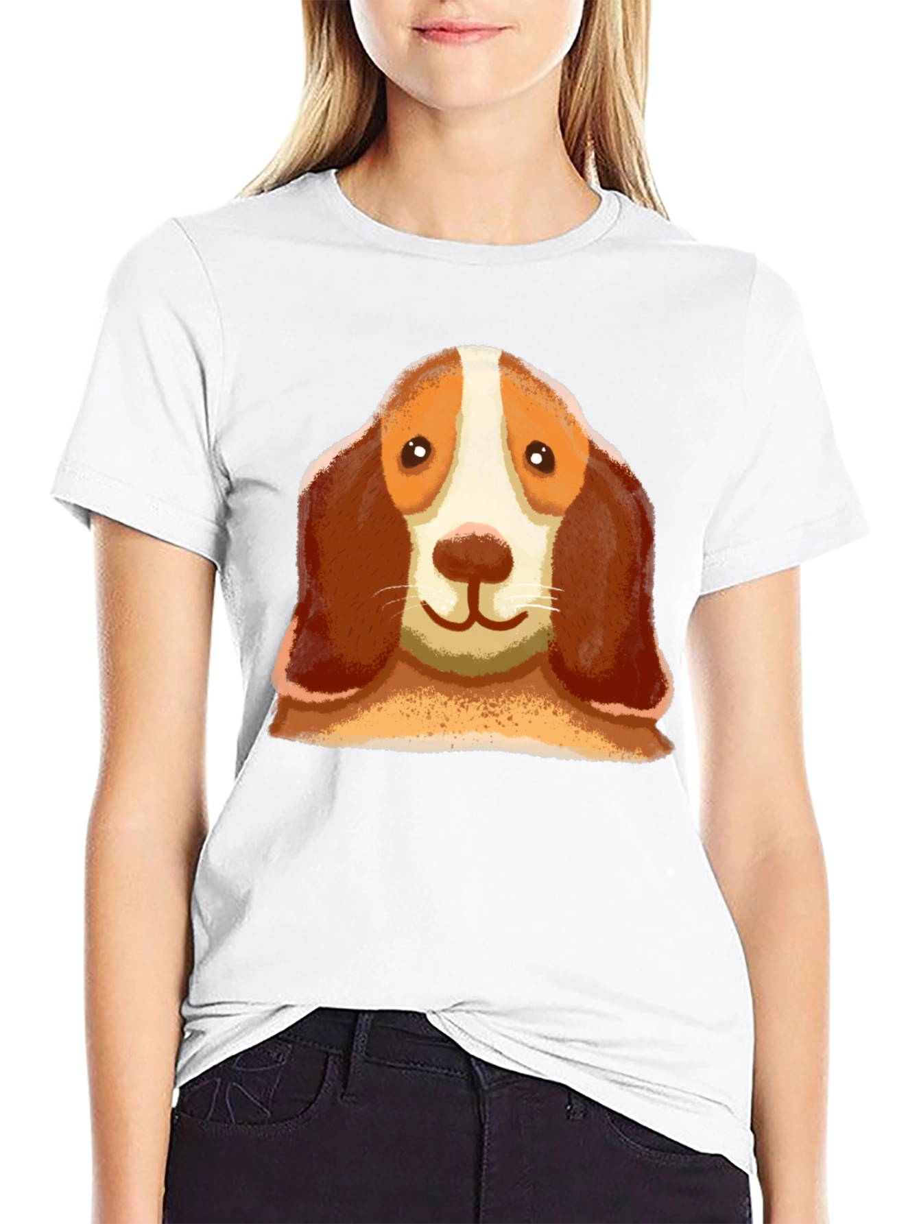 Dog Face Graphic Black T-Shirt