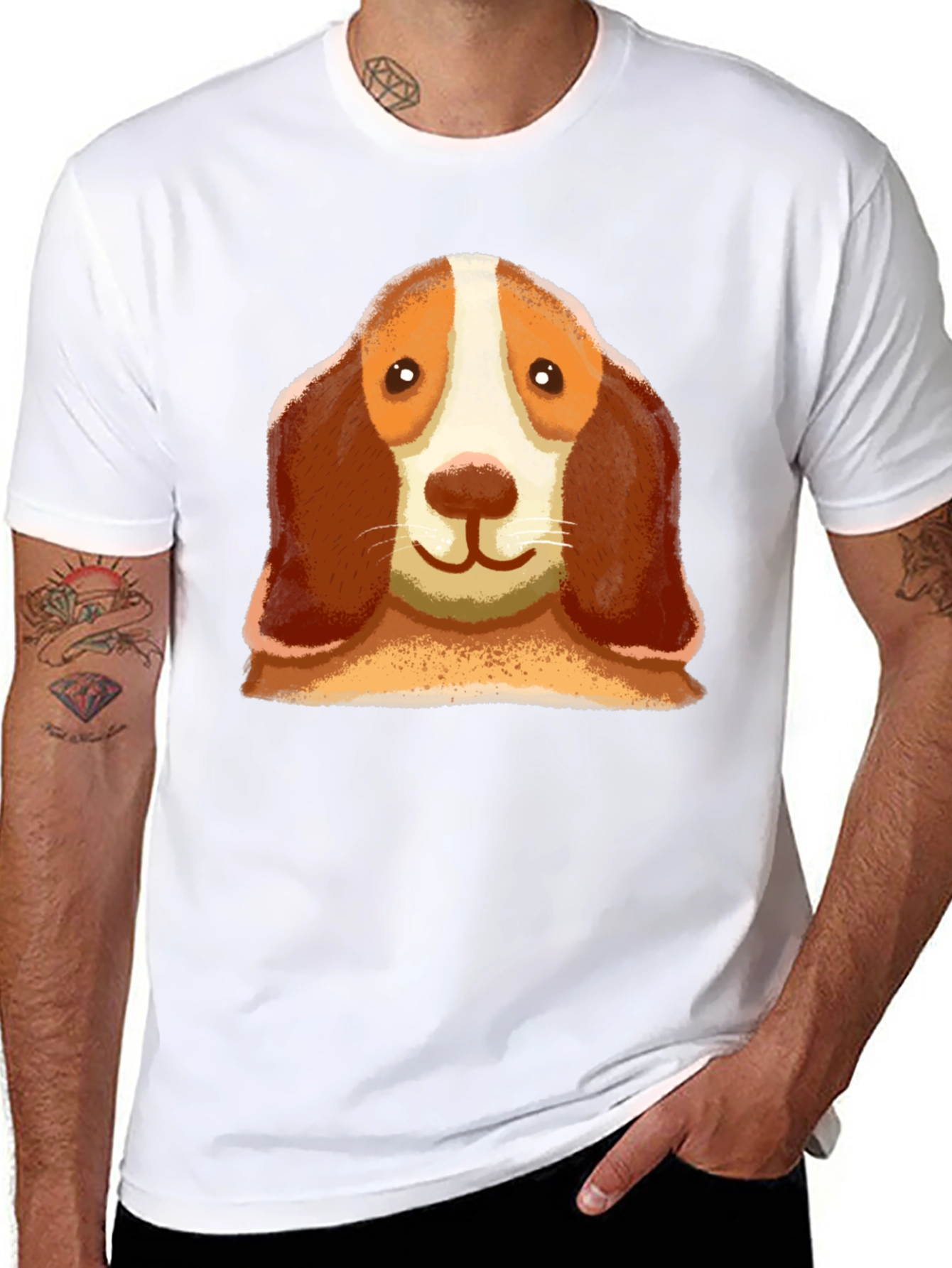 Dog Face Graphic Black T-Shirt