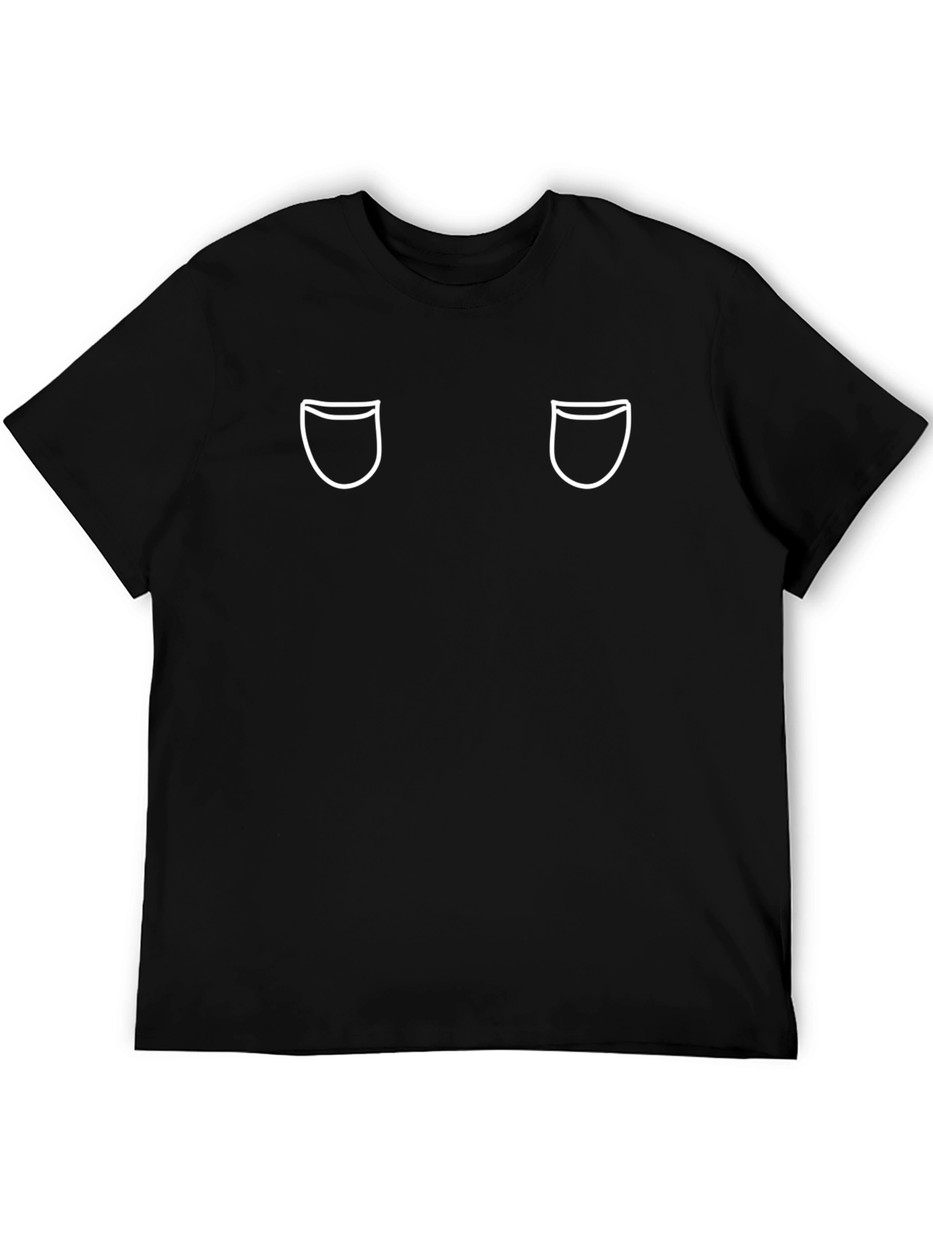 Novelty Black T-Shirt with Faux Pocket Design