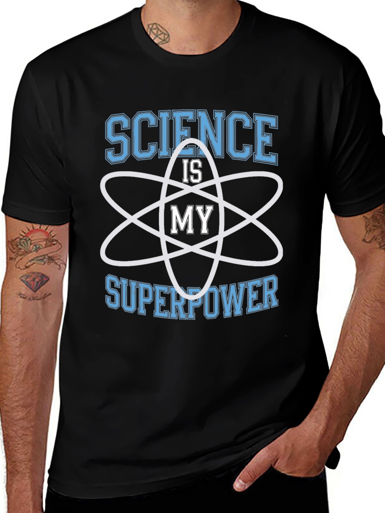 Science is My Superpower Black Graphic T-Shirt